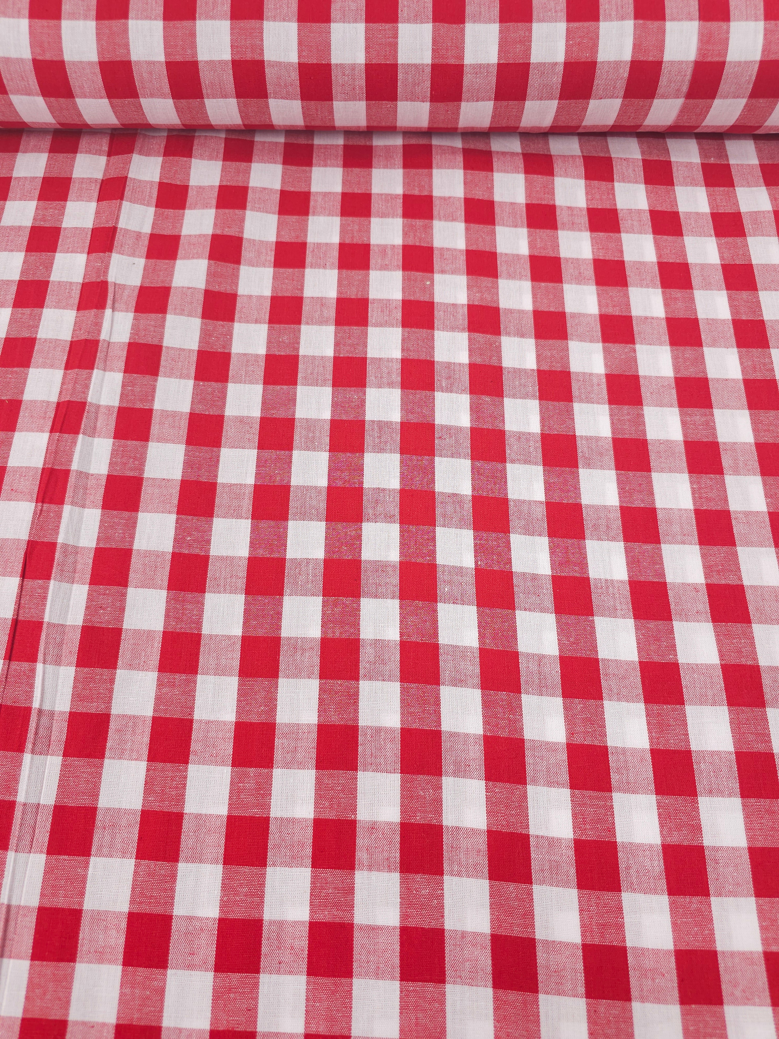 Red Big Gingham 100% Cotton 55"