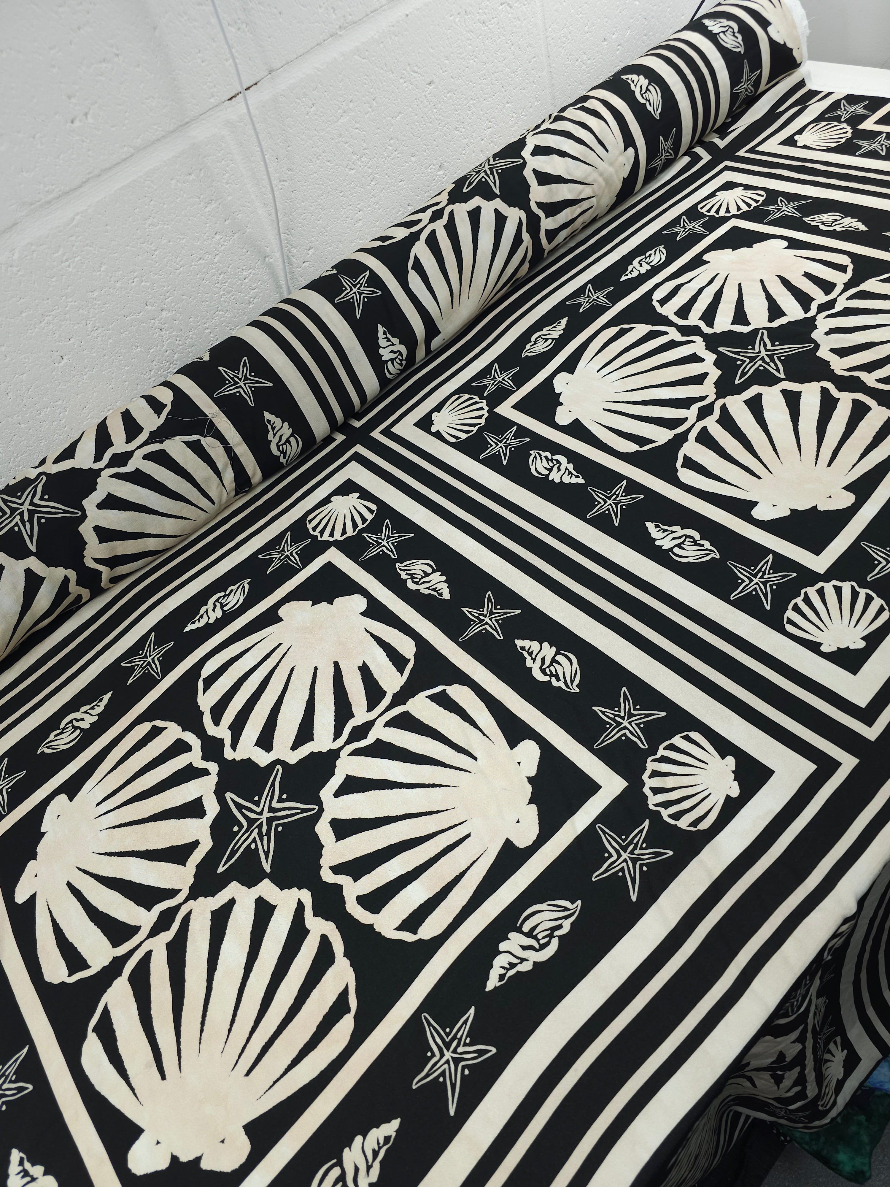 Black/Ivory Washed Shell Frames Viscose Challis