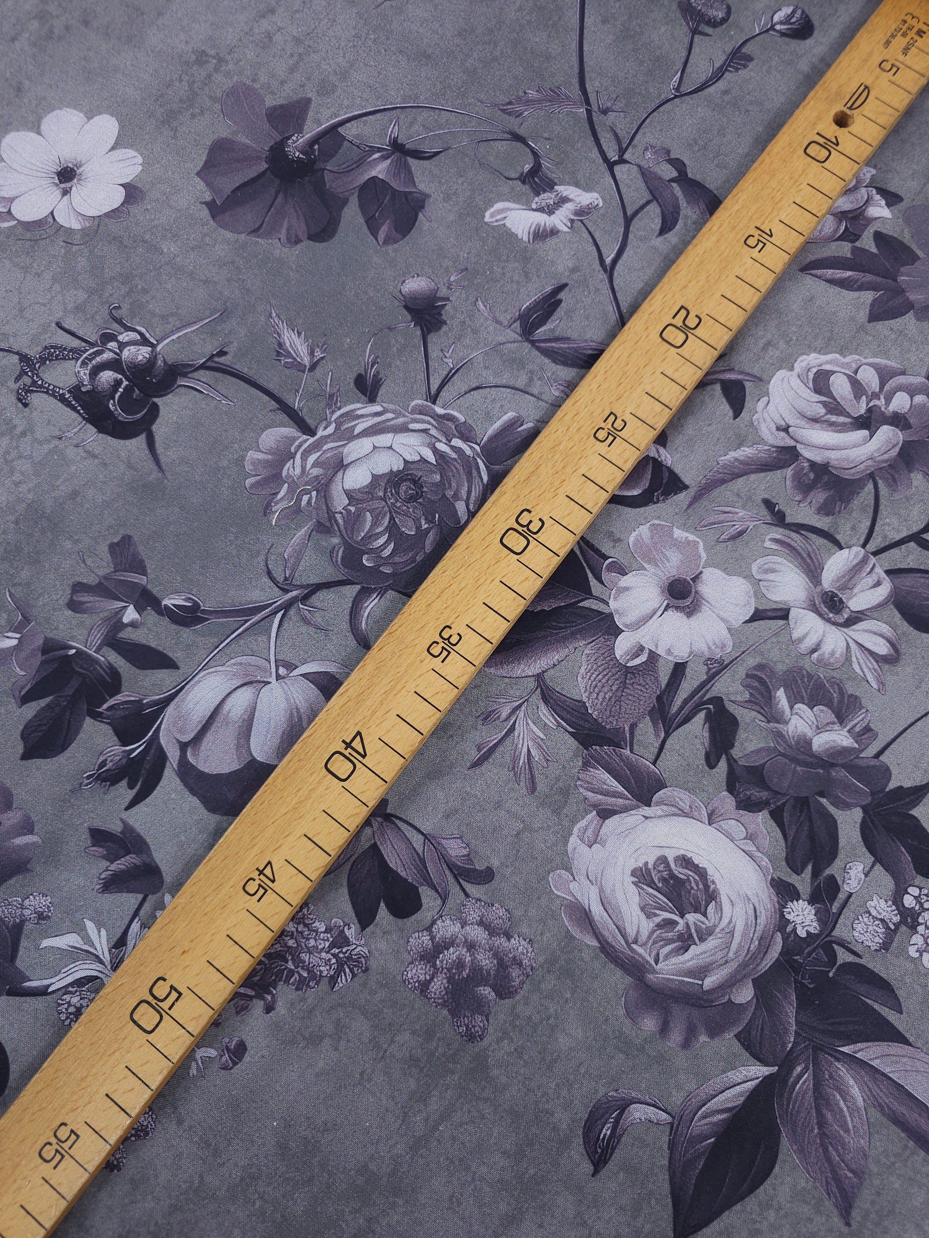 Pewter Grey Enrapture Floral Twine 100% Cotton 106" - Free Spirit *EXTRA WIDE*