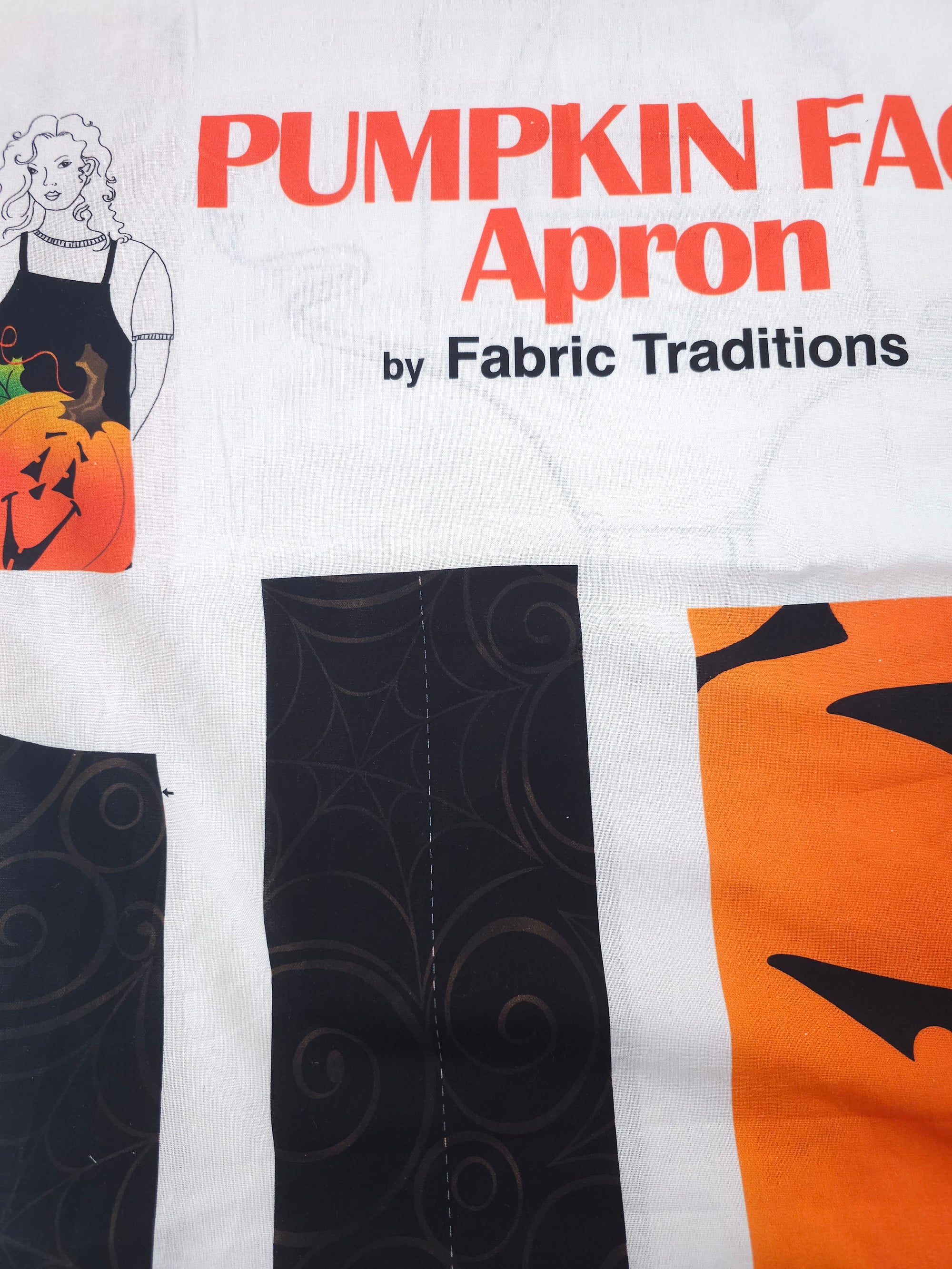 Pumpkin apron cotton panel- 1.7m piece