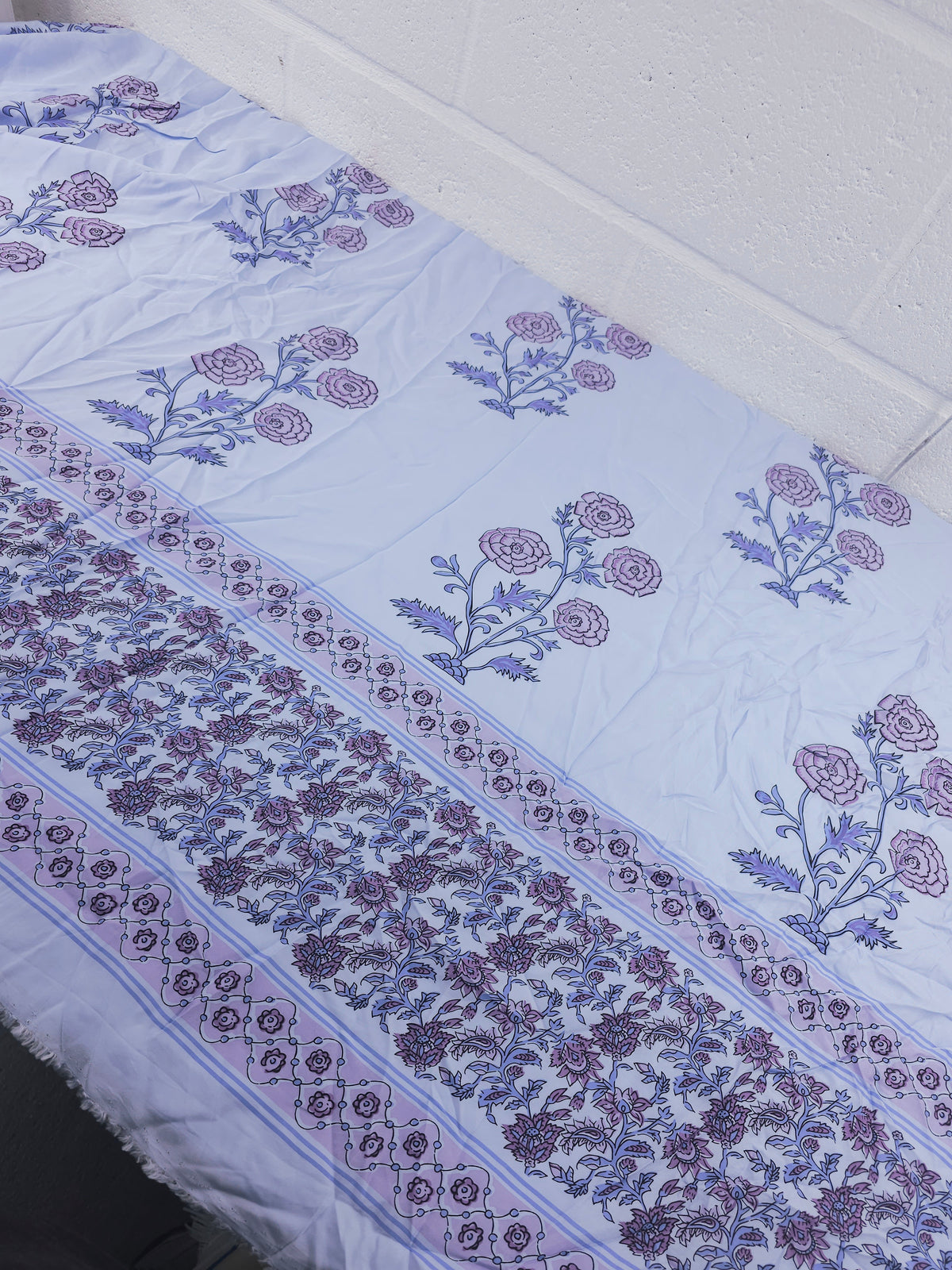 Lavender/Lilac Flower Stem Viscose Satin