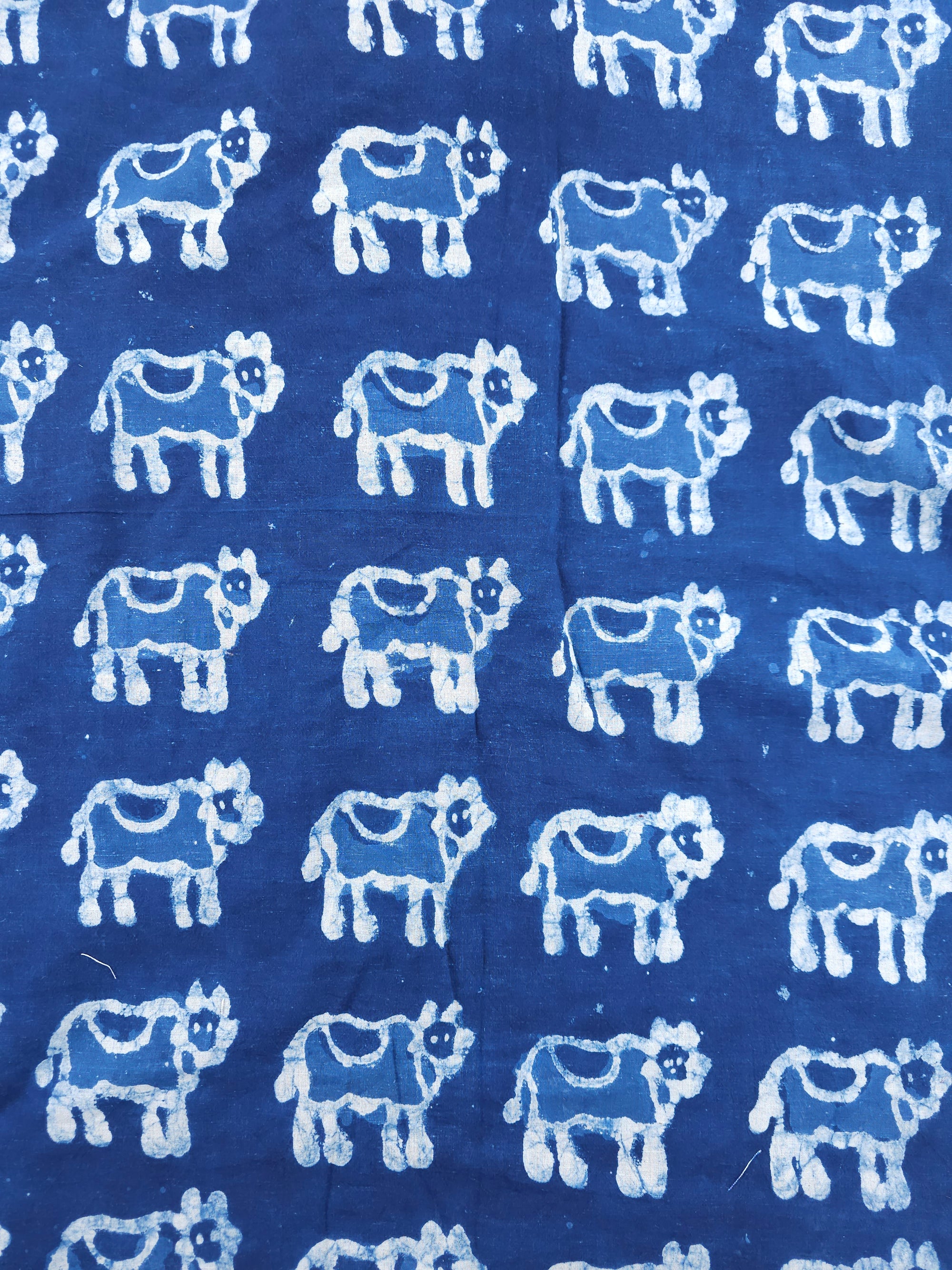 Indigo Cow Print Cotton - 6.1m Piece
