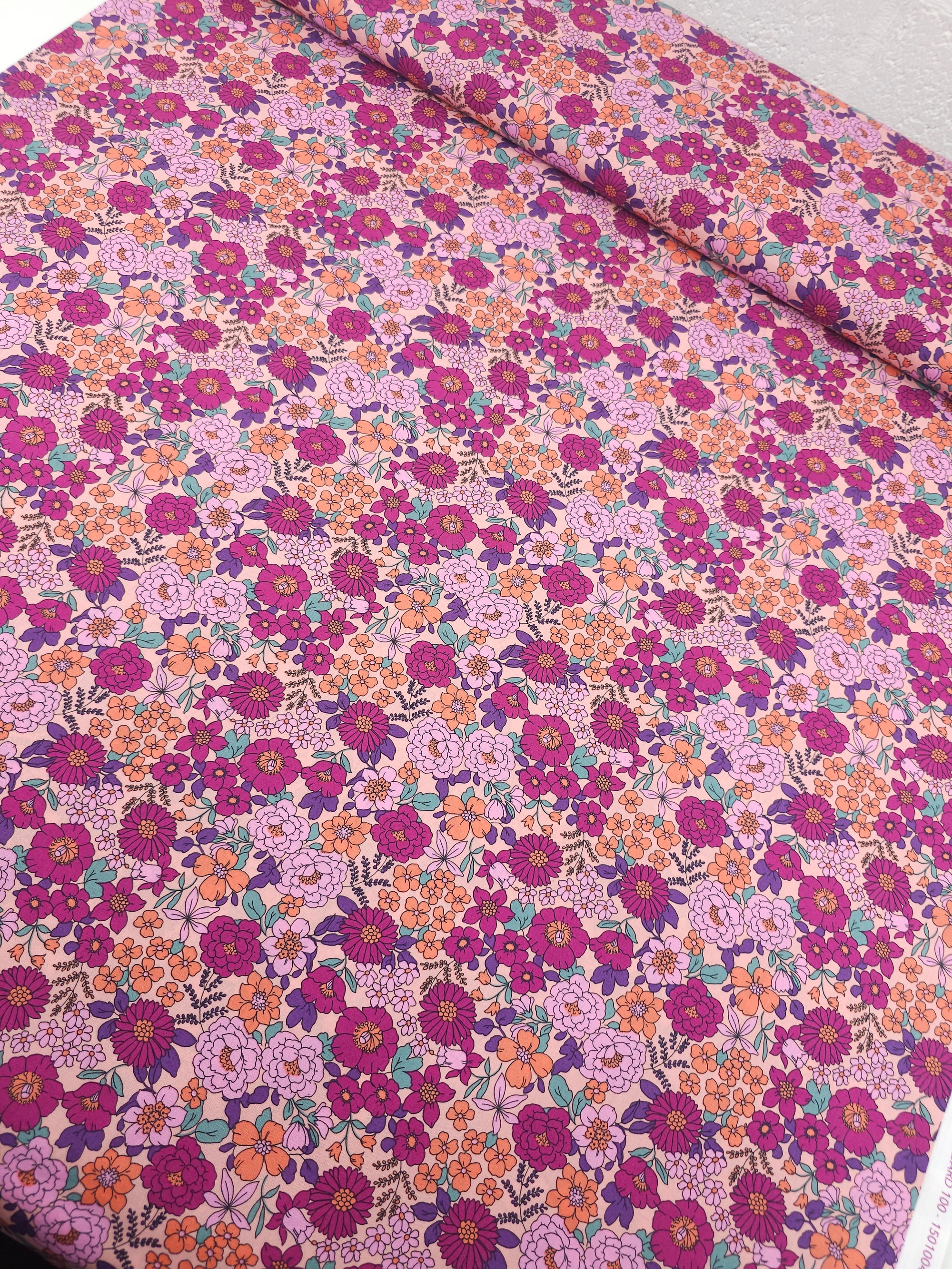Magenta/Peach Floral Bloom Lightweight Cotton 57"