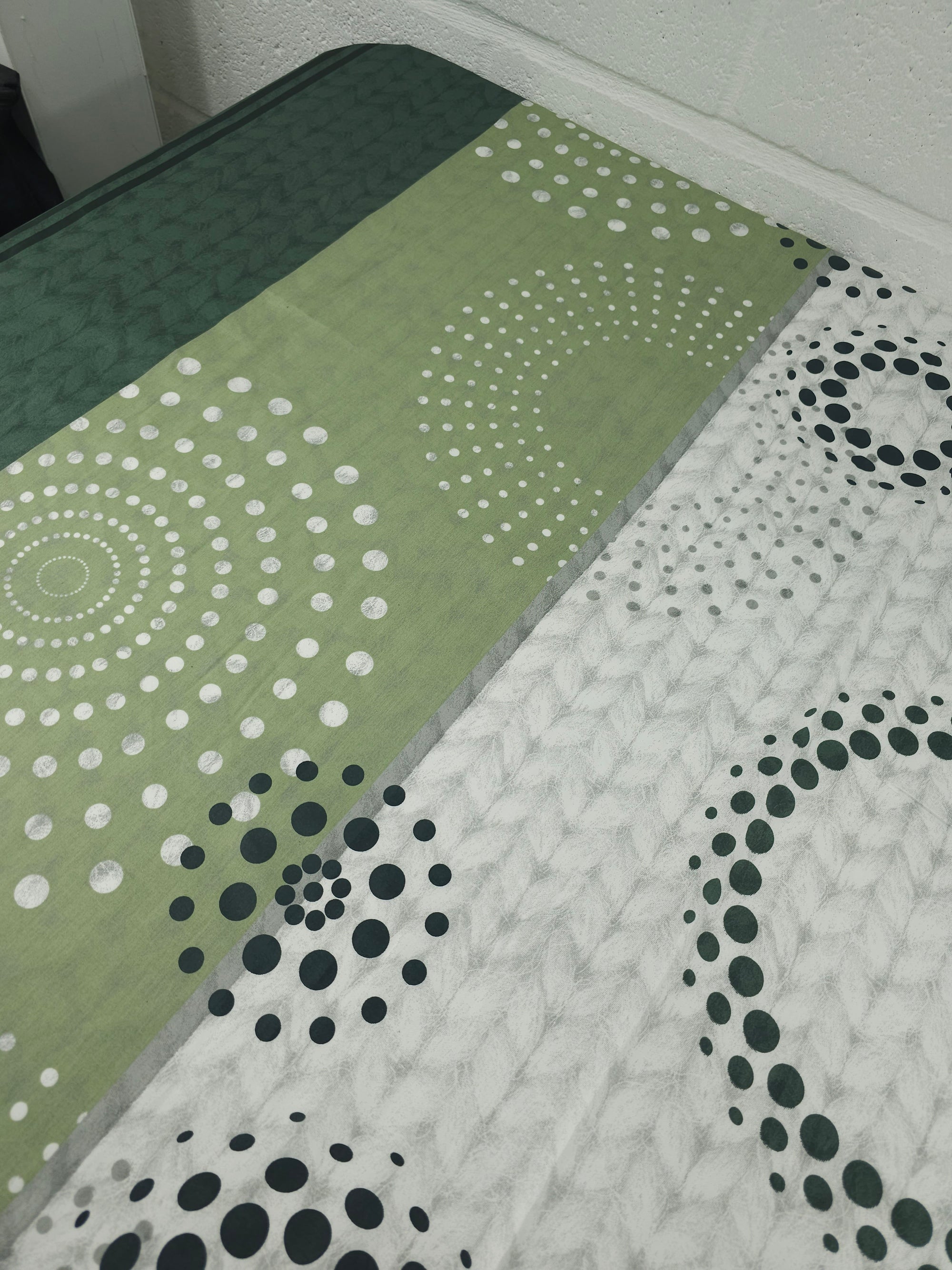 Green/Grey Polka Sprial Stripe Shifter Cotton Sateen 62"