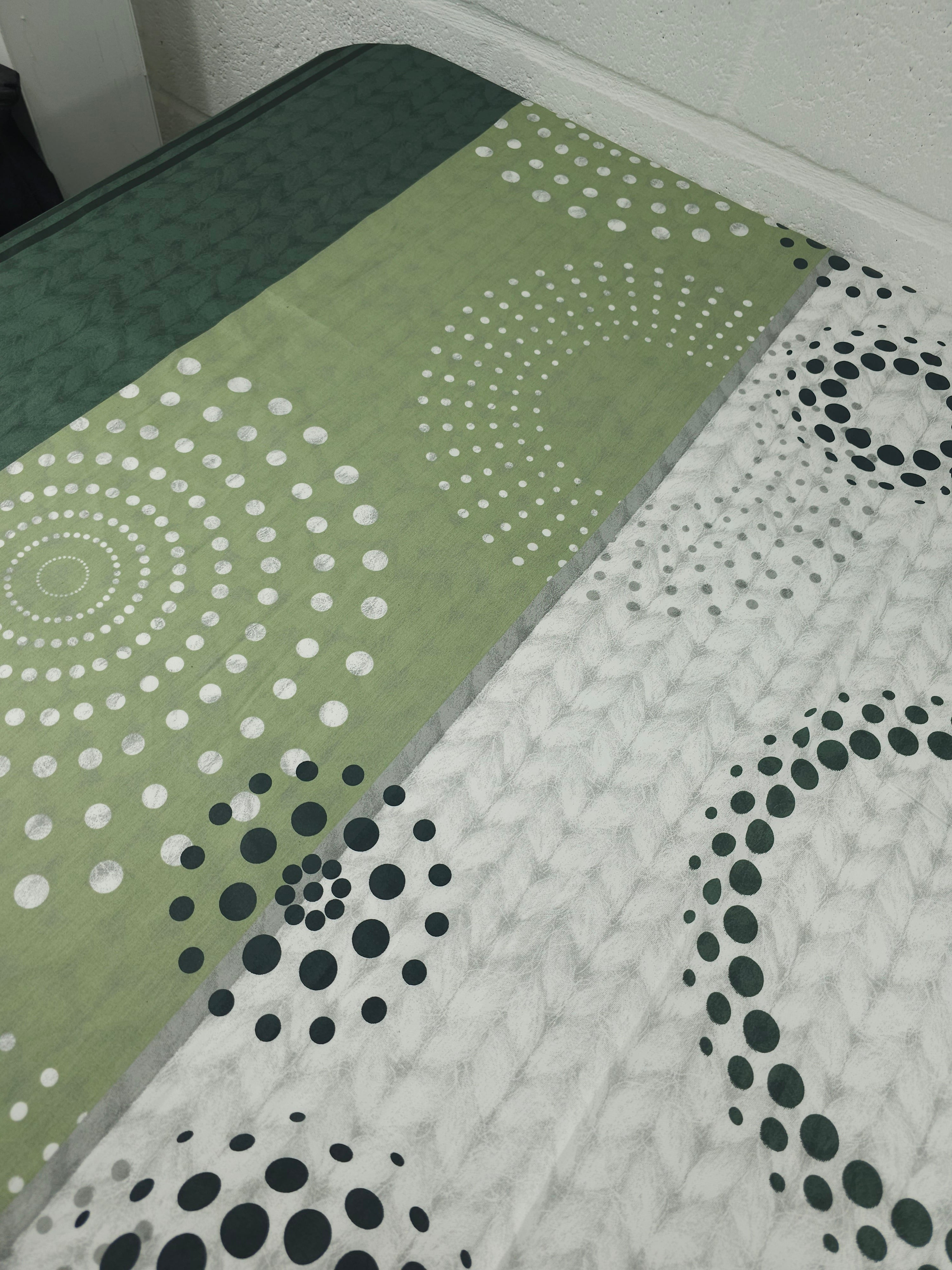 Green/Grey Polka Sprial Stripe Shifter Cotton Sateen 62"