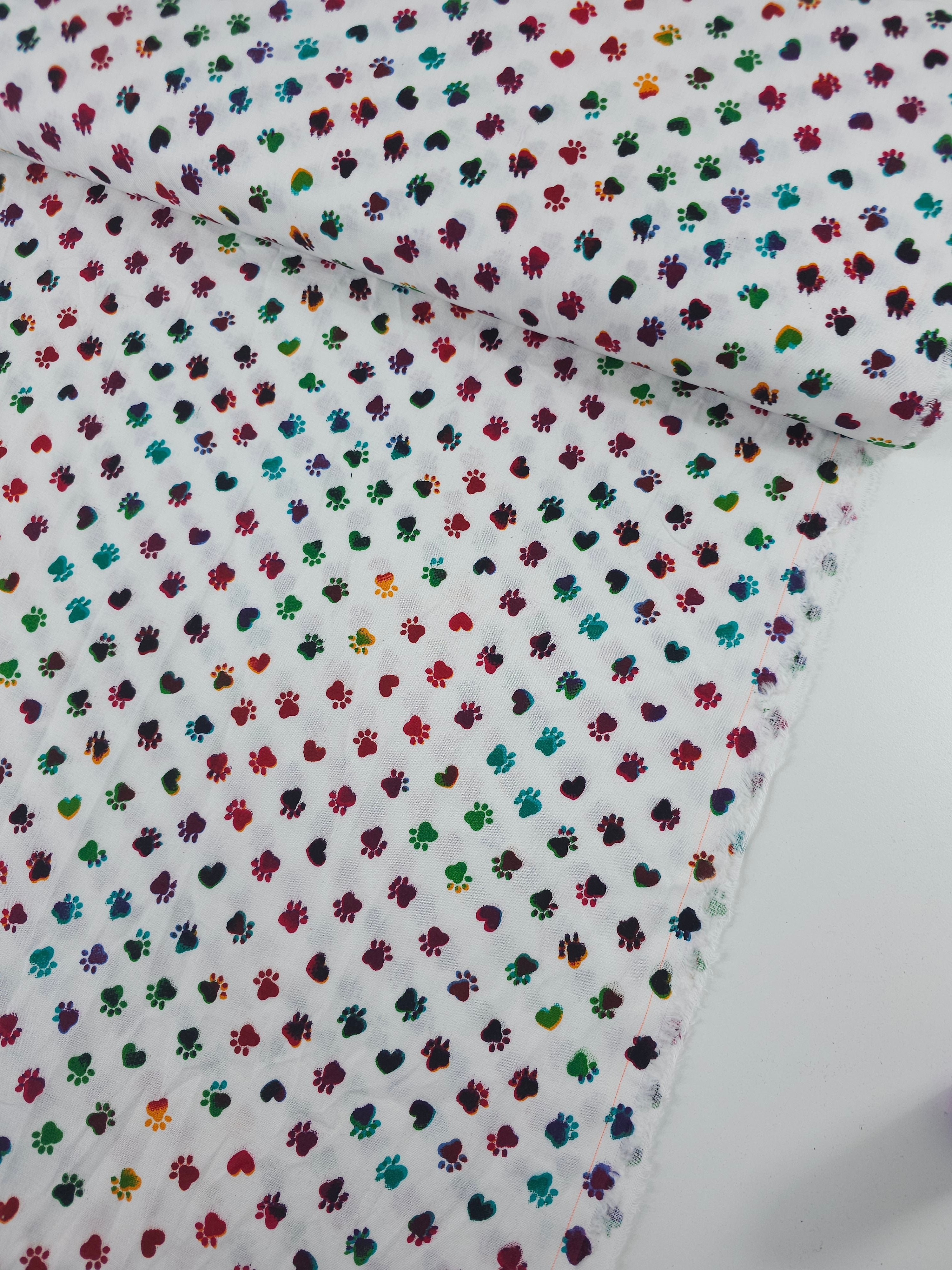 Multicolour Heart Paw 100% Cotton