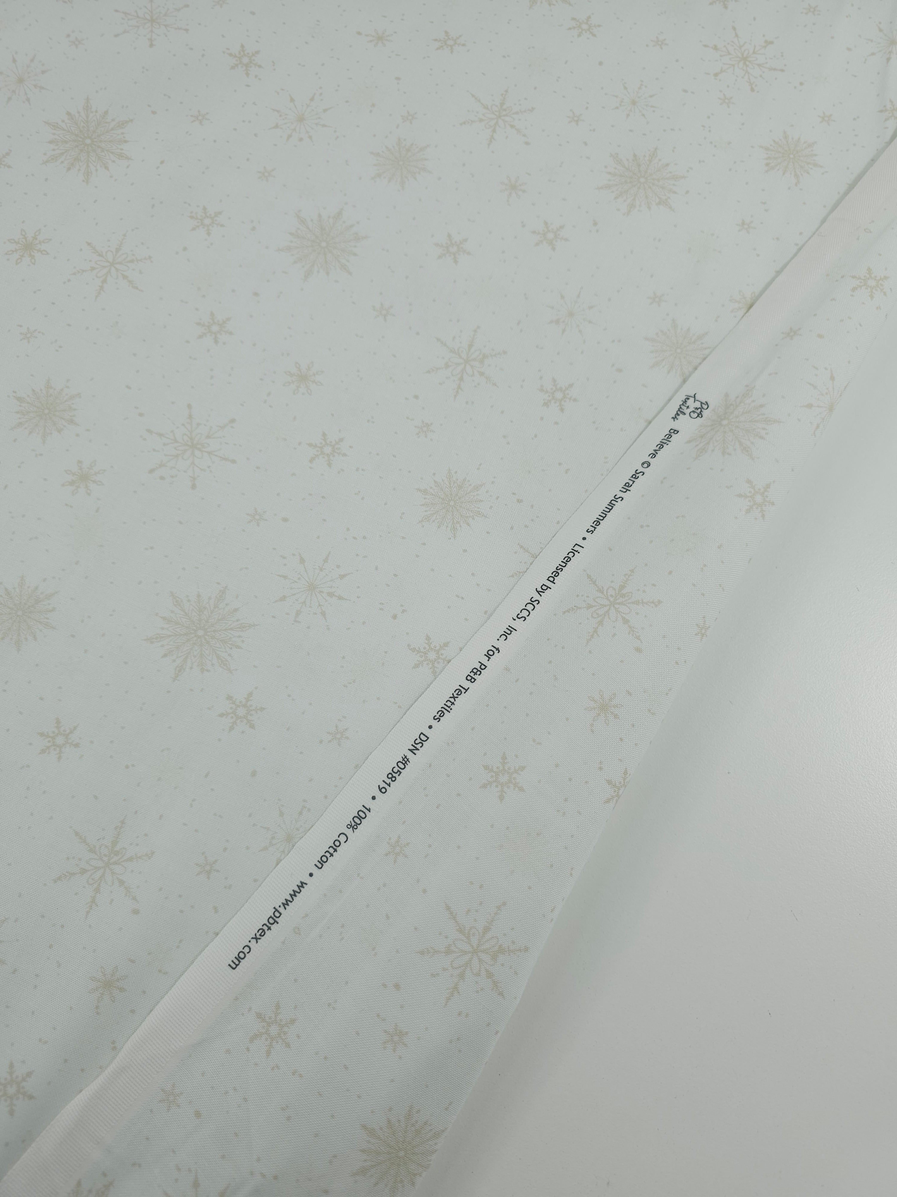 Beige/Off-White Snowflakes 100% Cotton