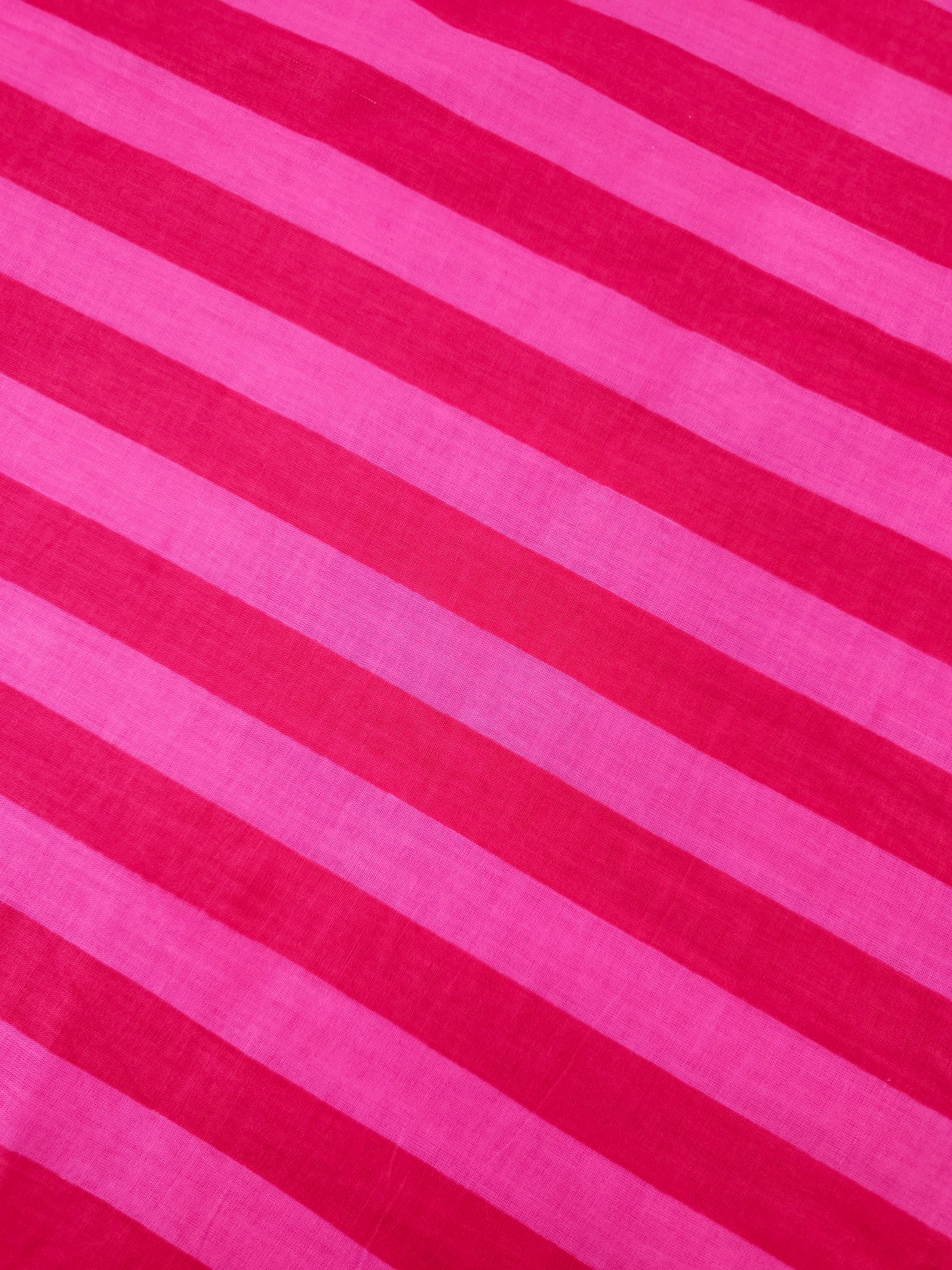 Pink/Berry Stripe Lightweight Cambric Cotton