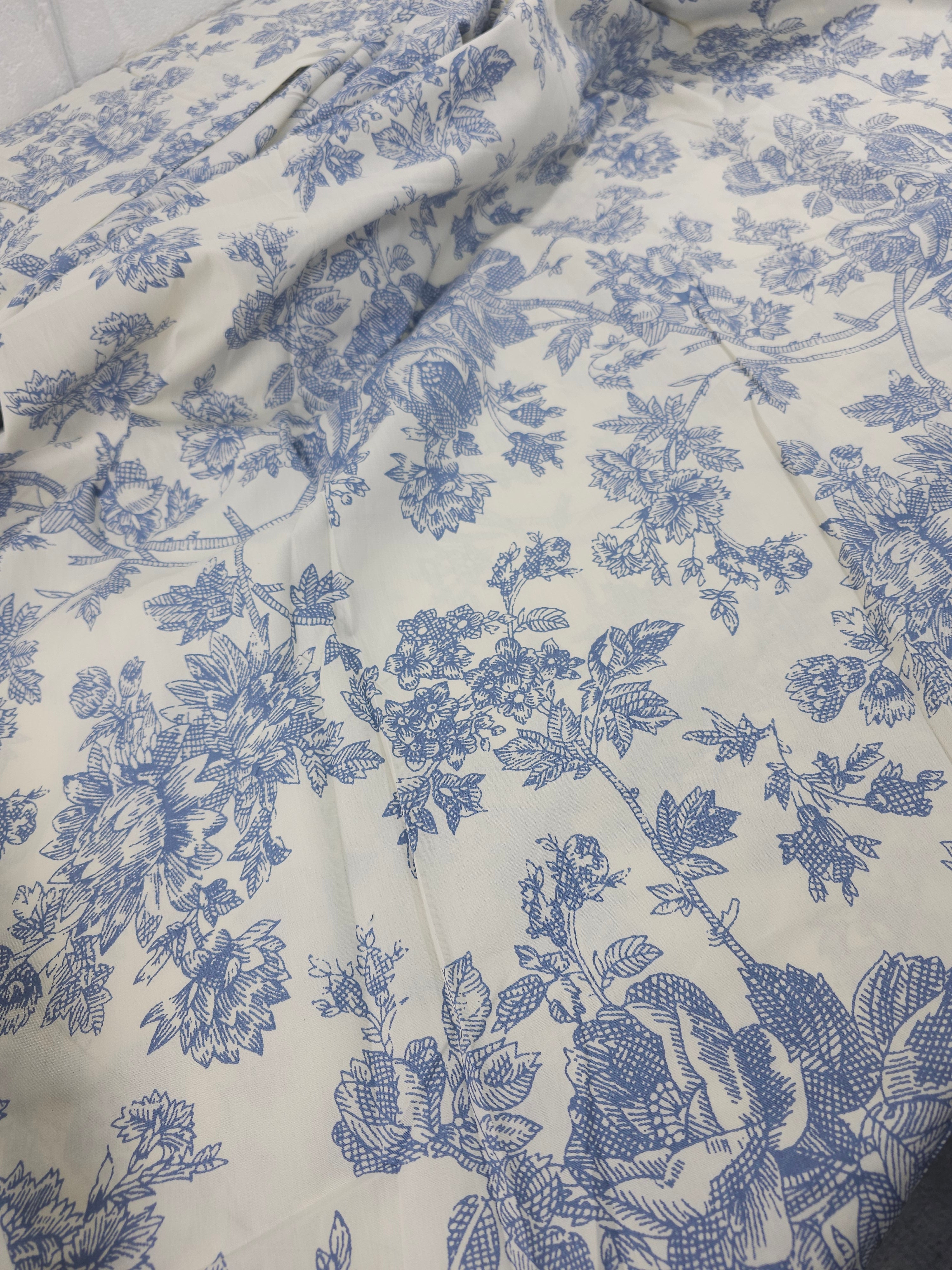 Blue Sketch Floral 100% Cotton 110” - Urban Outfitters *EXTRA WIDE*