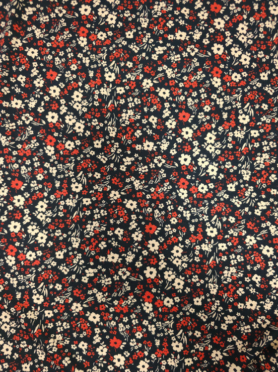 Red/Beige Ditsy Floral Viscose Jersey