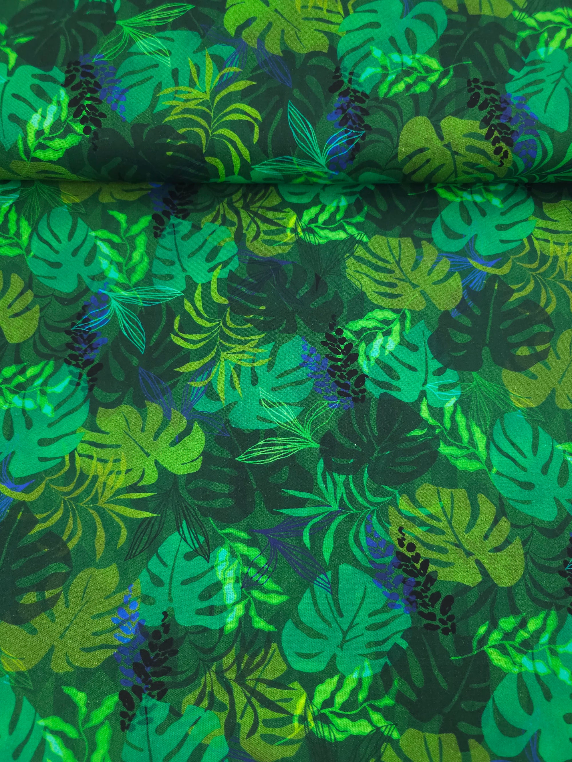 Midnight Jungle Palm Leaf 100% Cotton 104" - Robert Kaufman *EXTRA WIDE*