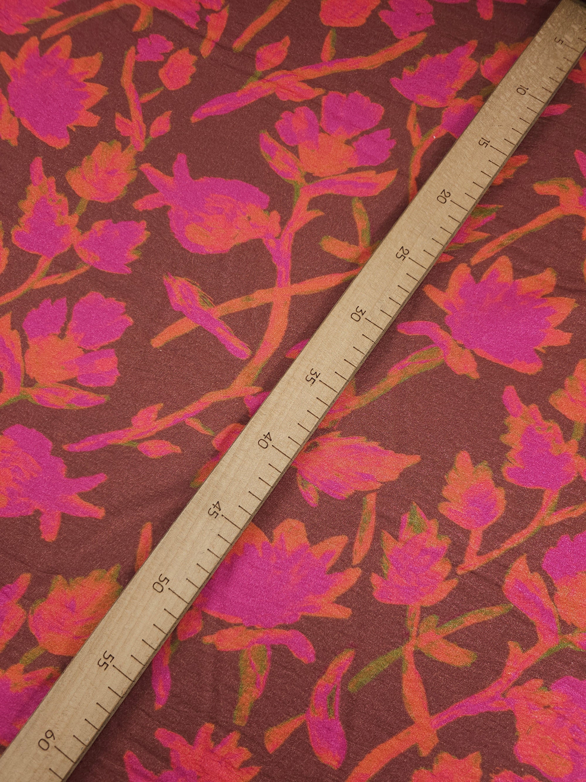 Hot Pink/Brown Wonder Floral Metallic Viscose