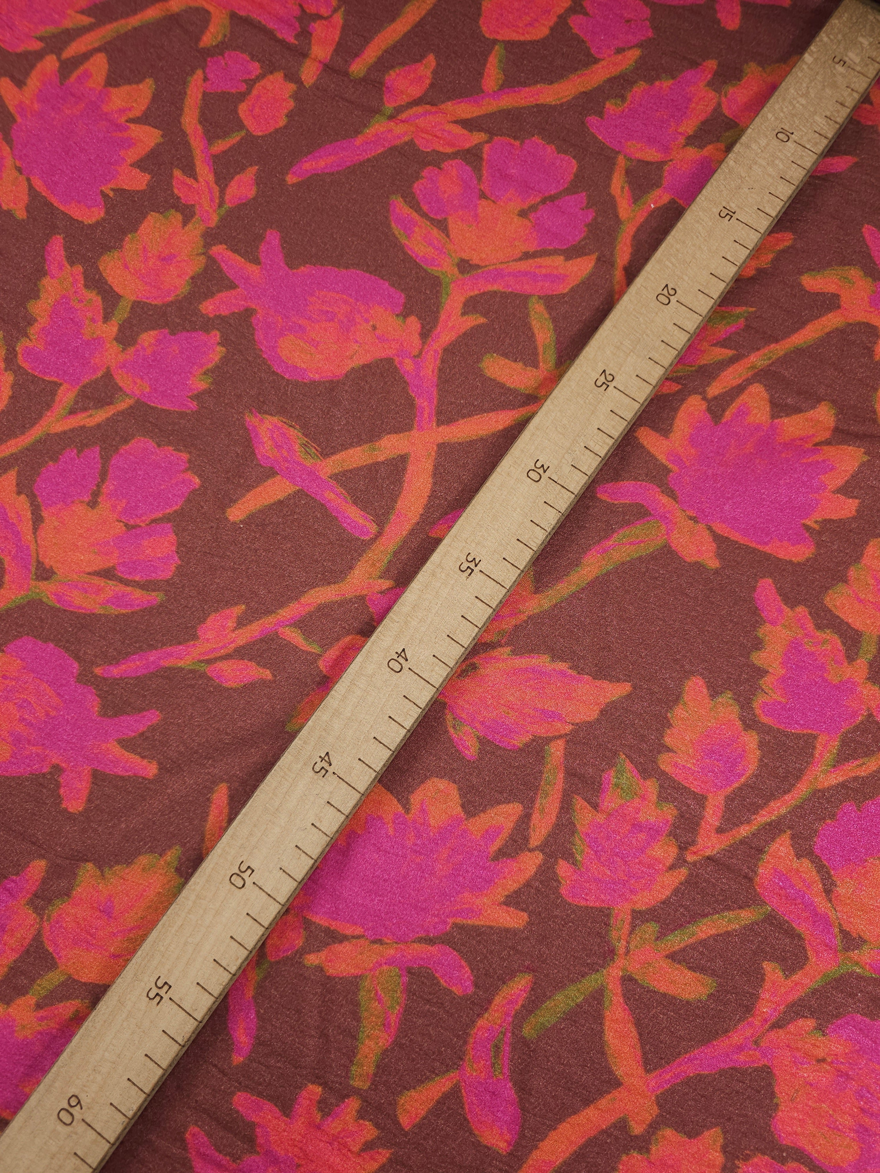 Hot Pink/Brown Wonder Floral Metallic Viscose