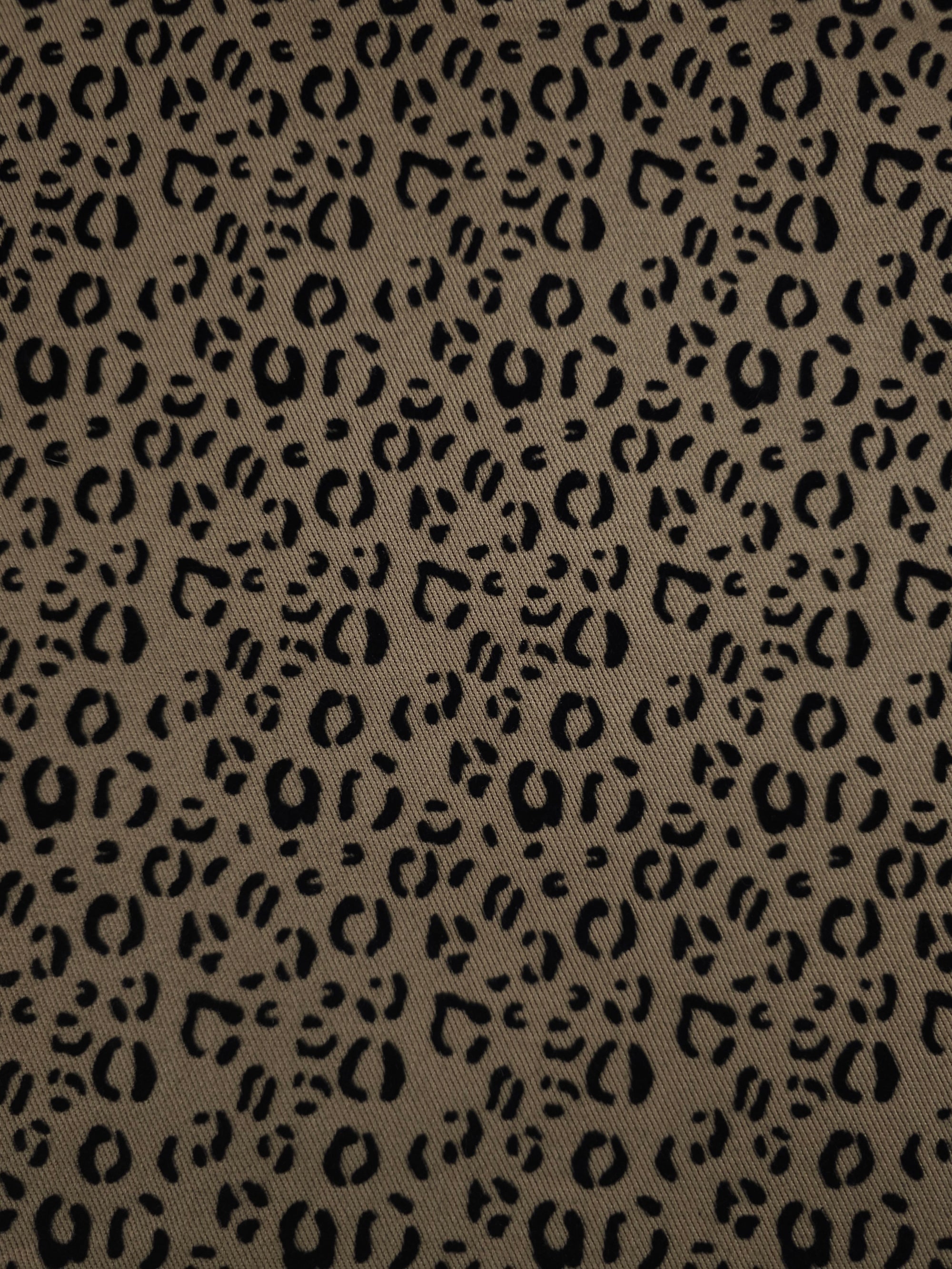 Tan Beige Ditsy Leopard Velvet Burnout Denim