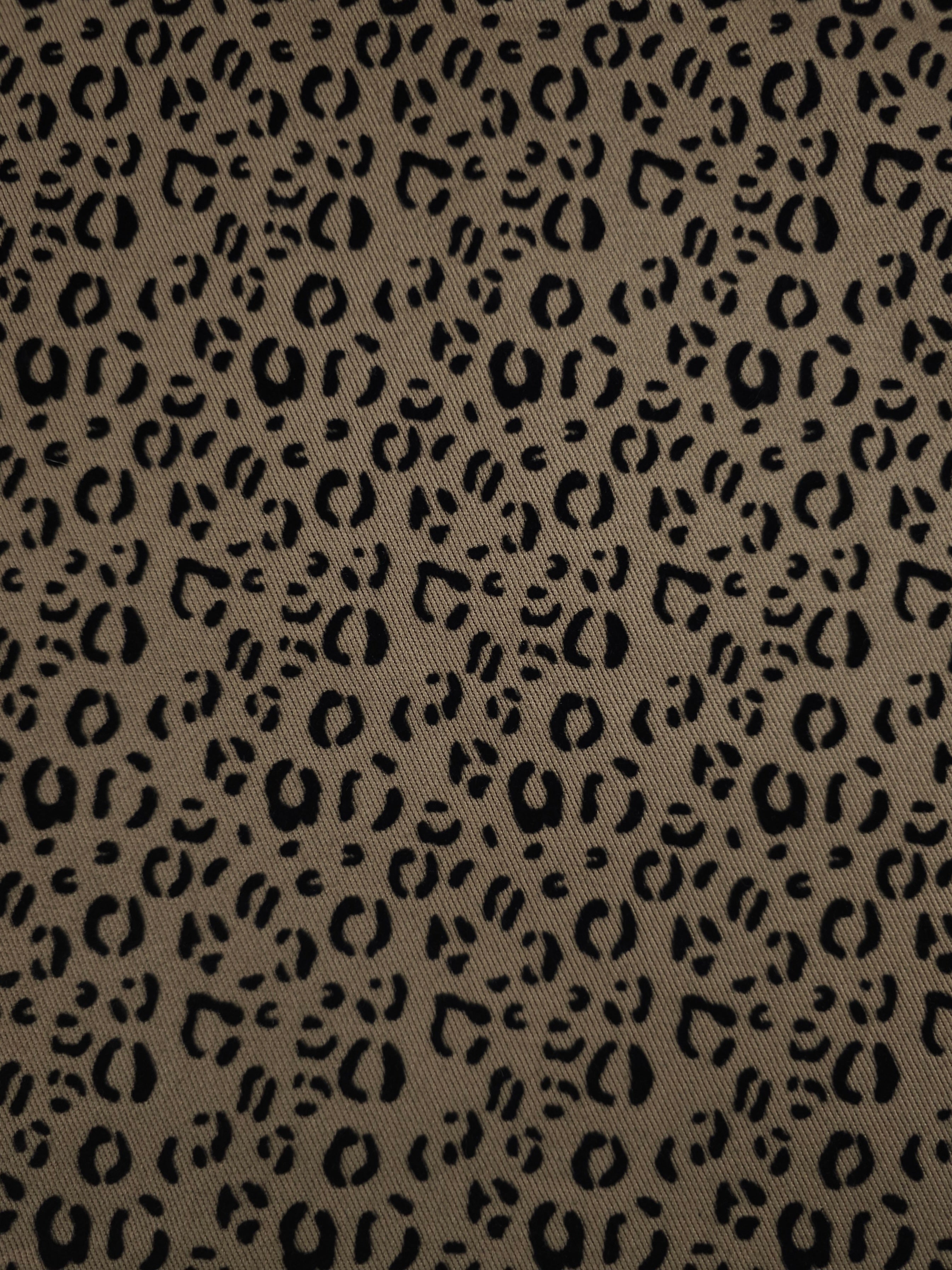 Tan Beige Ditsy Leopard Velvet Burnout Denim