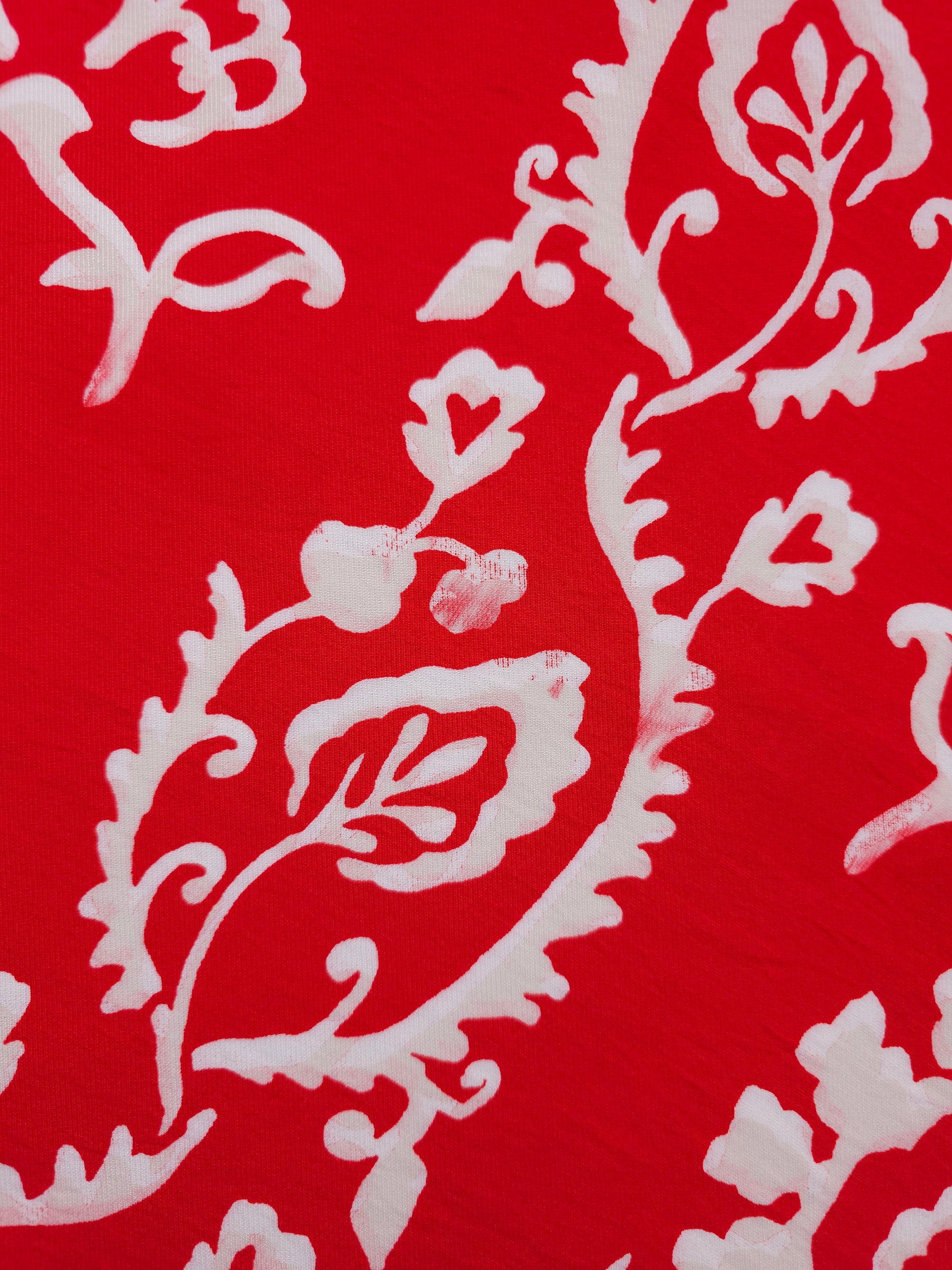 Red/White Damask Stripe Viscose Modal *DEFECT*