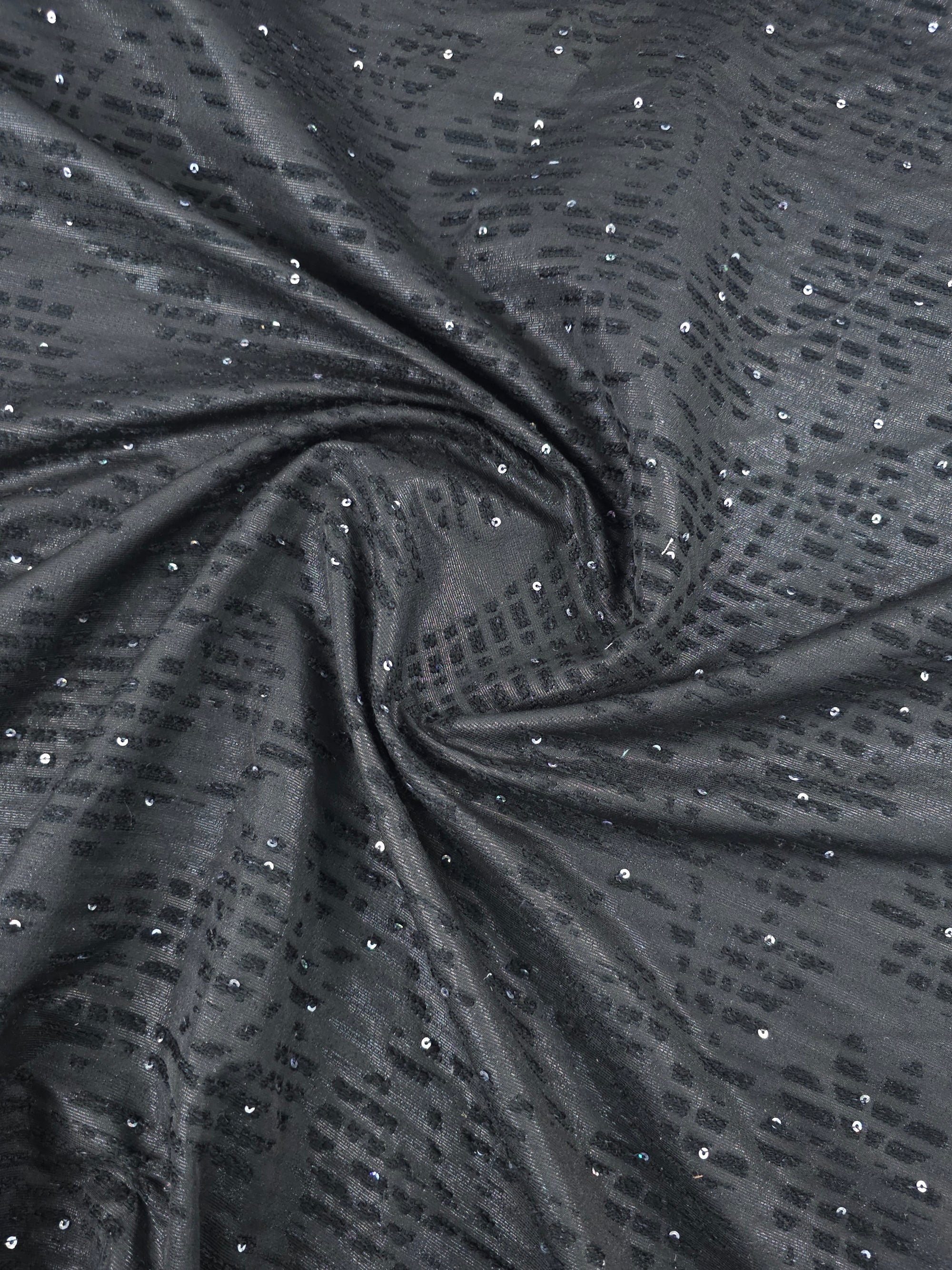 Black Damask Sequin Jacquard