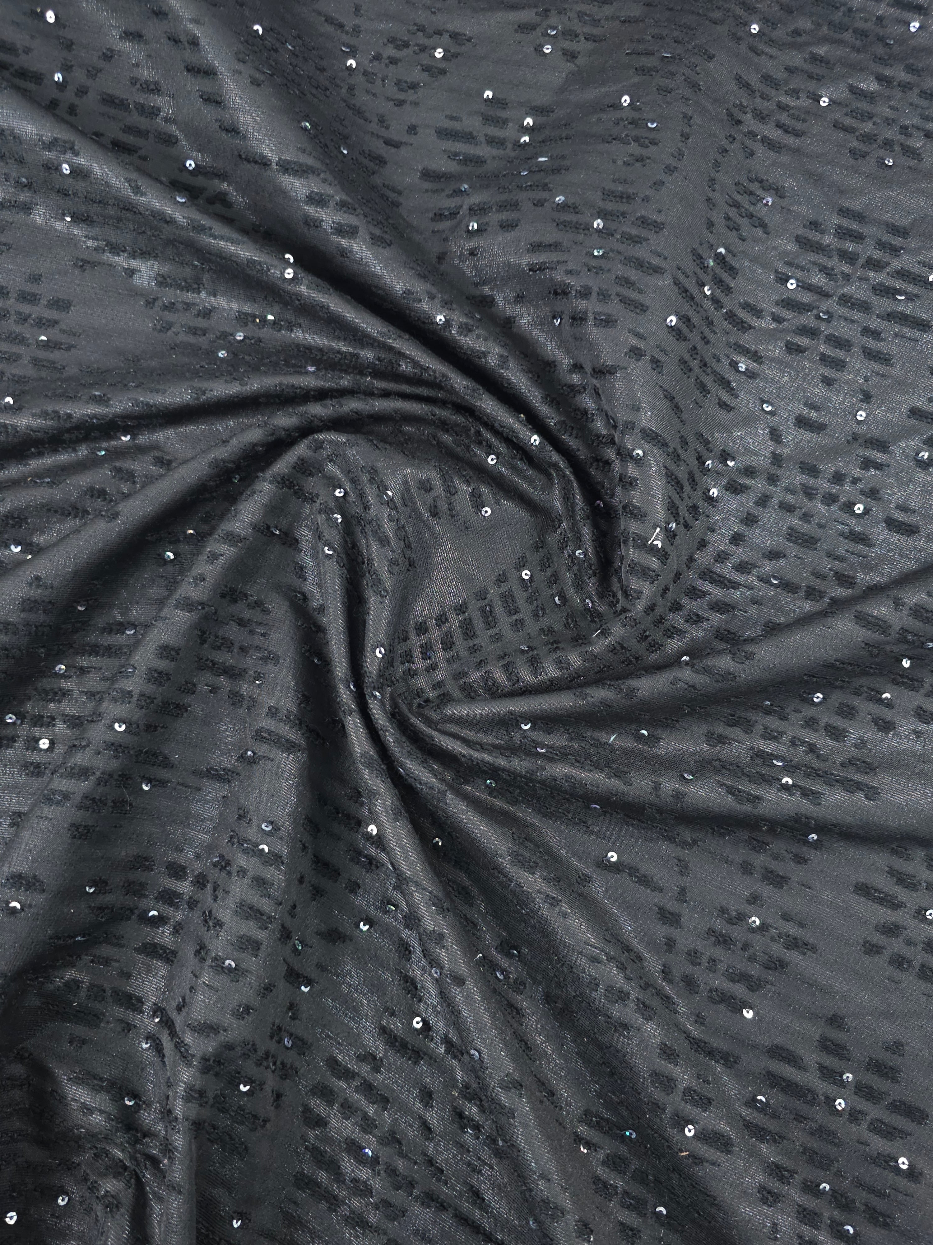 Black Damask Sequin Jacquard