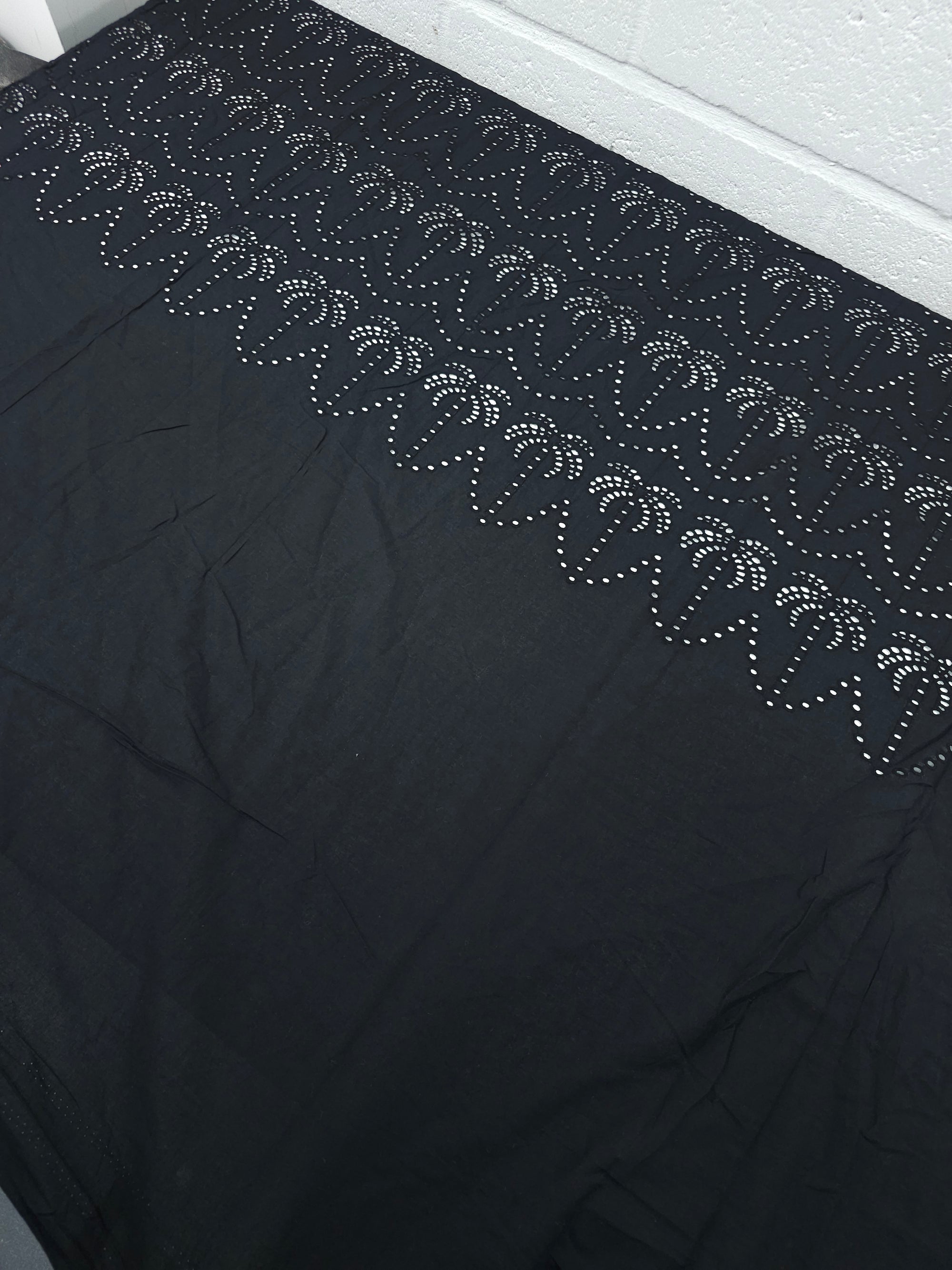 Black Palm Tree Cambric Cotton Broderie Anglaise