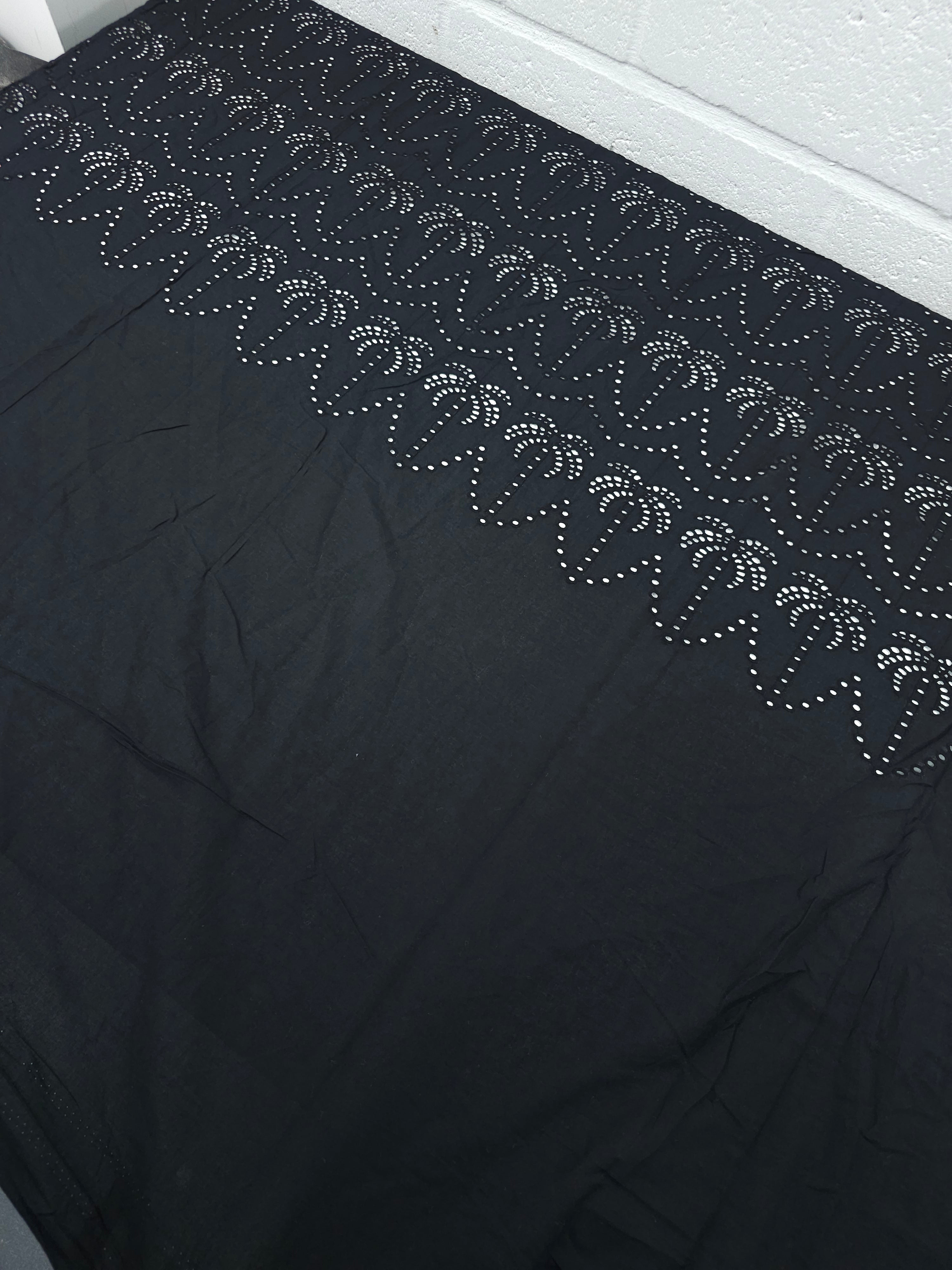 Black Palm Tree Cambric Cotton Broderie Anglaise