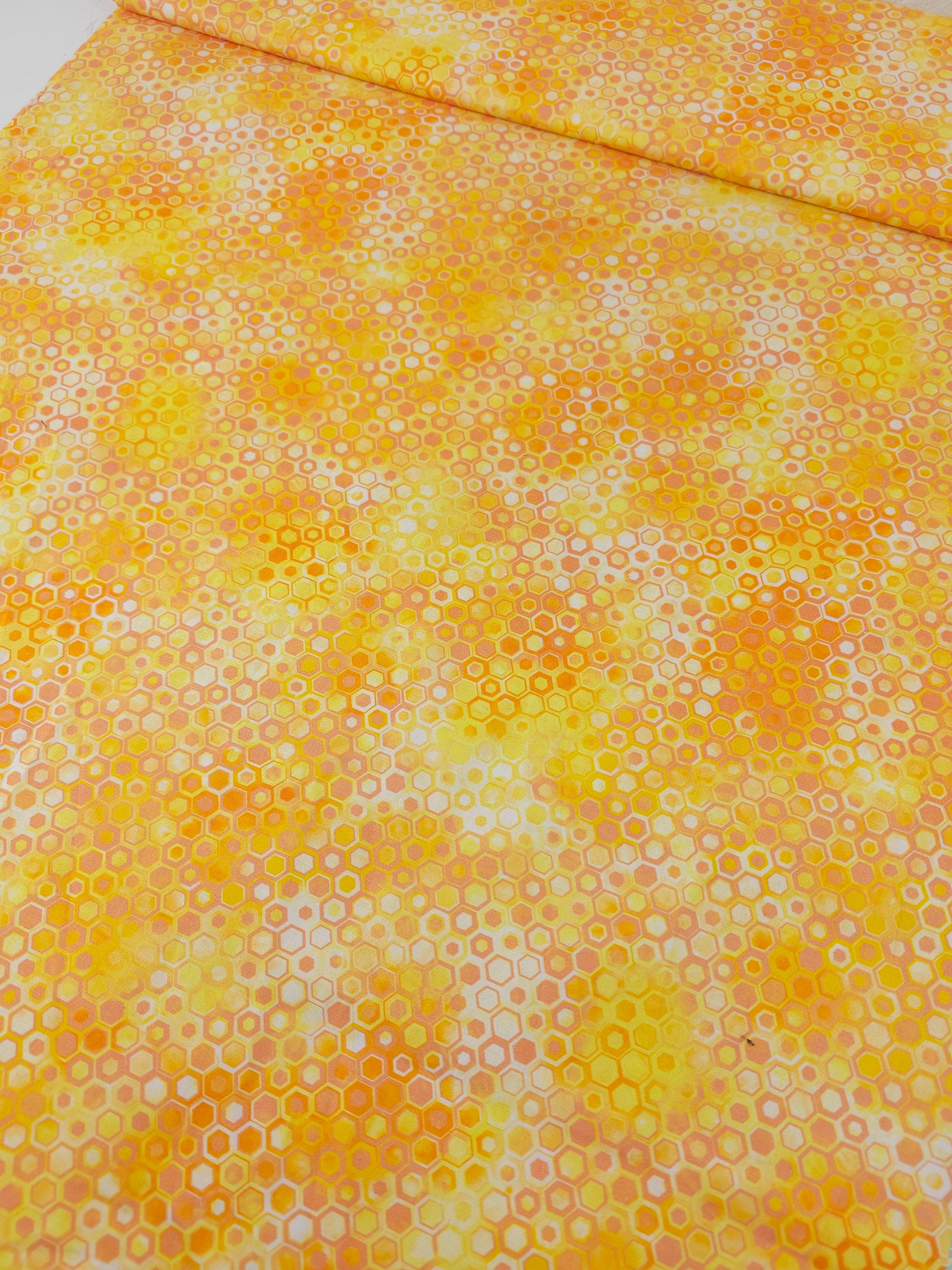 Sunny Orange Hexagon Phantasma 100% Cotton - Robert Kaufman