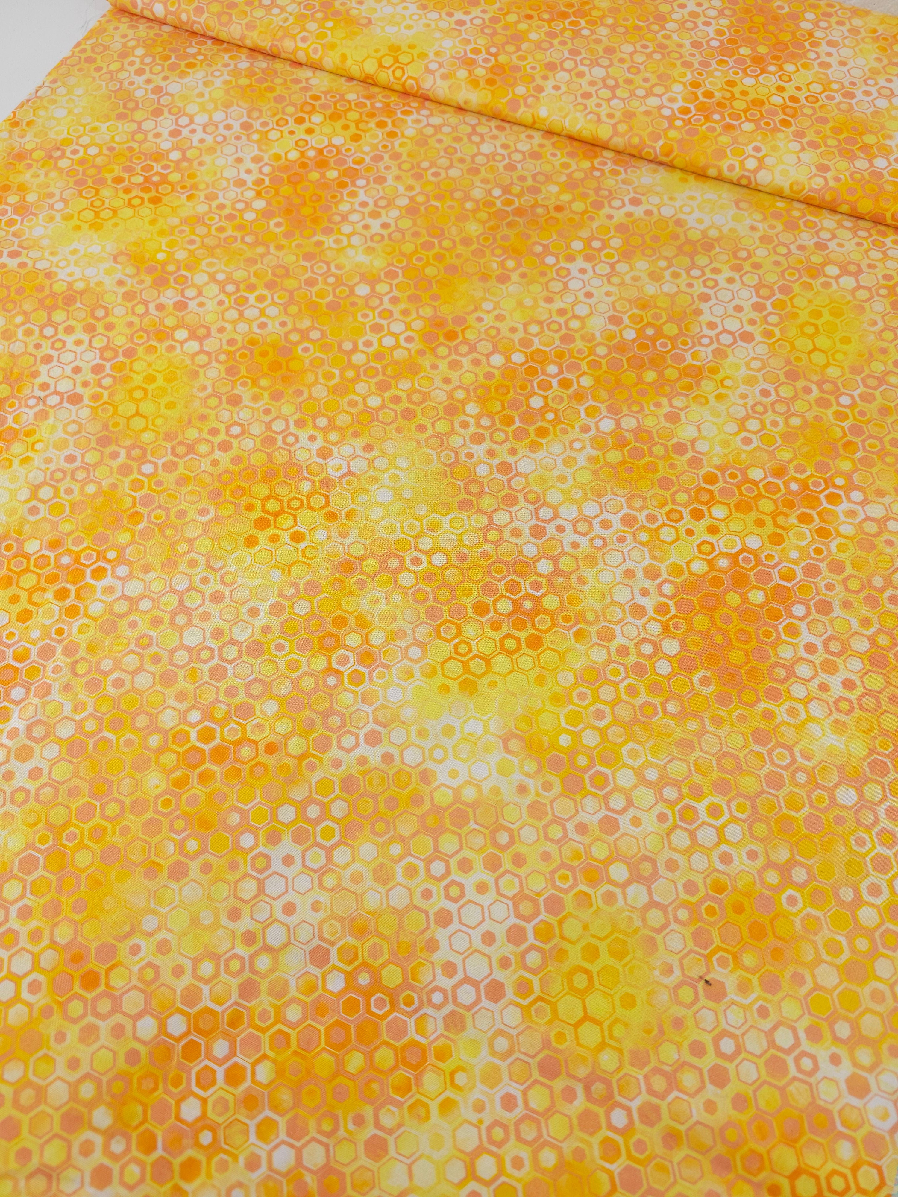 Sunny Orange Hexagon Phantasma 100% Cotton - Robert Kaufman