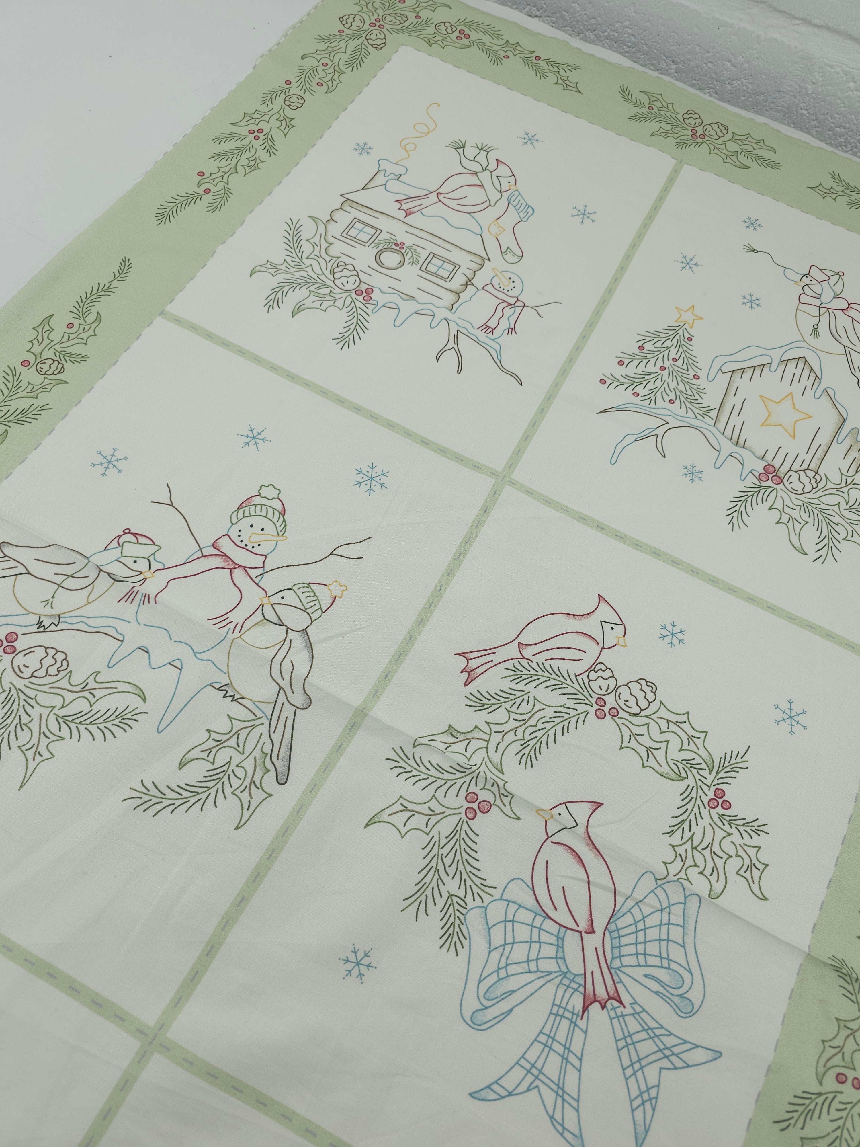 Christmas Song Bird 100% Cotton - 60cm Panel