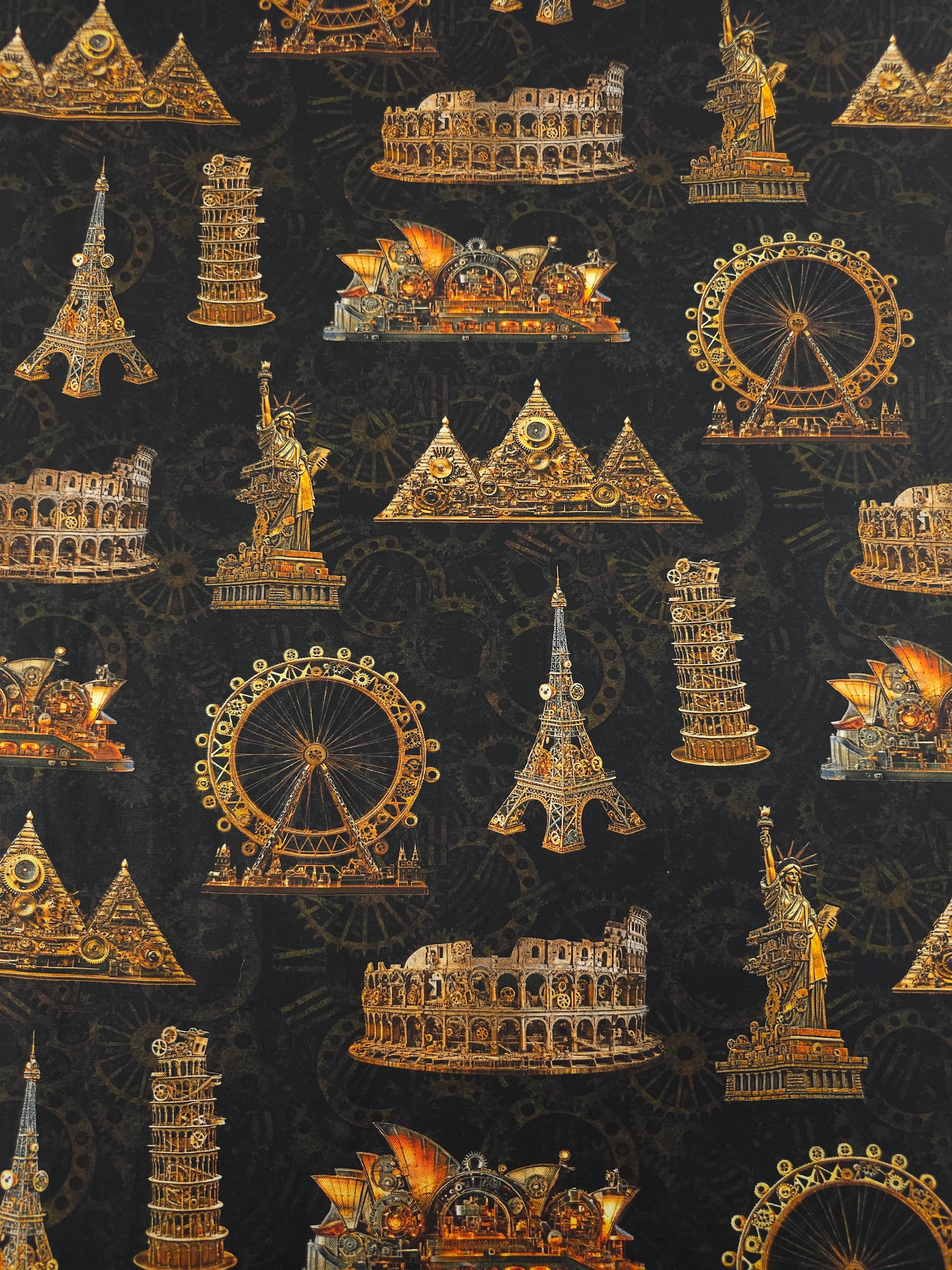 Bronze Antique Landmarks 100% Cotton