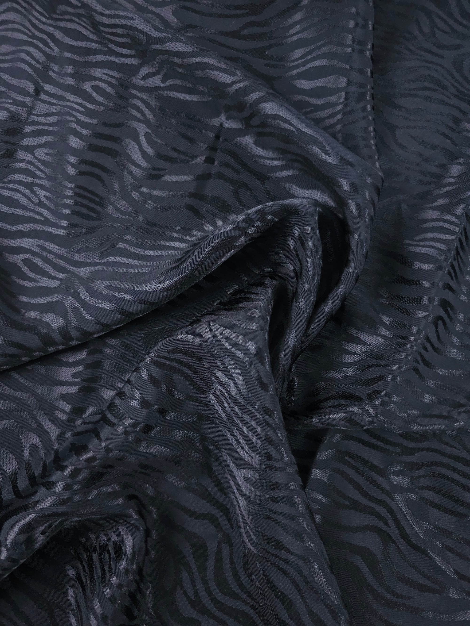 Black Zebra Viscose Satin Jacquard