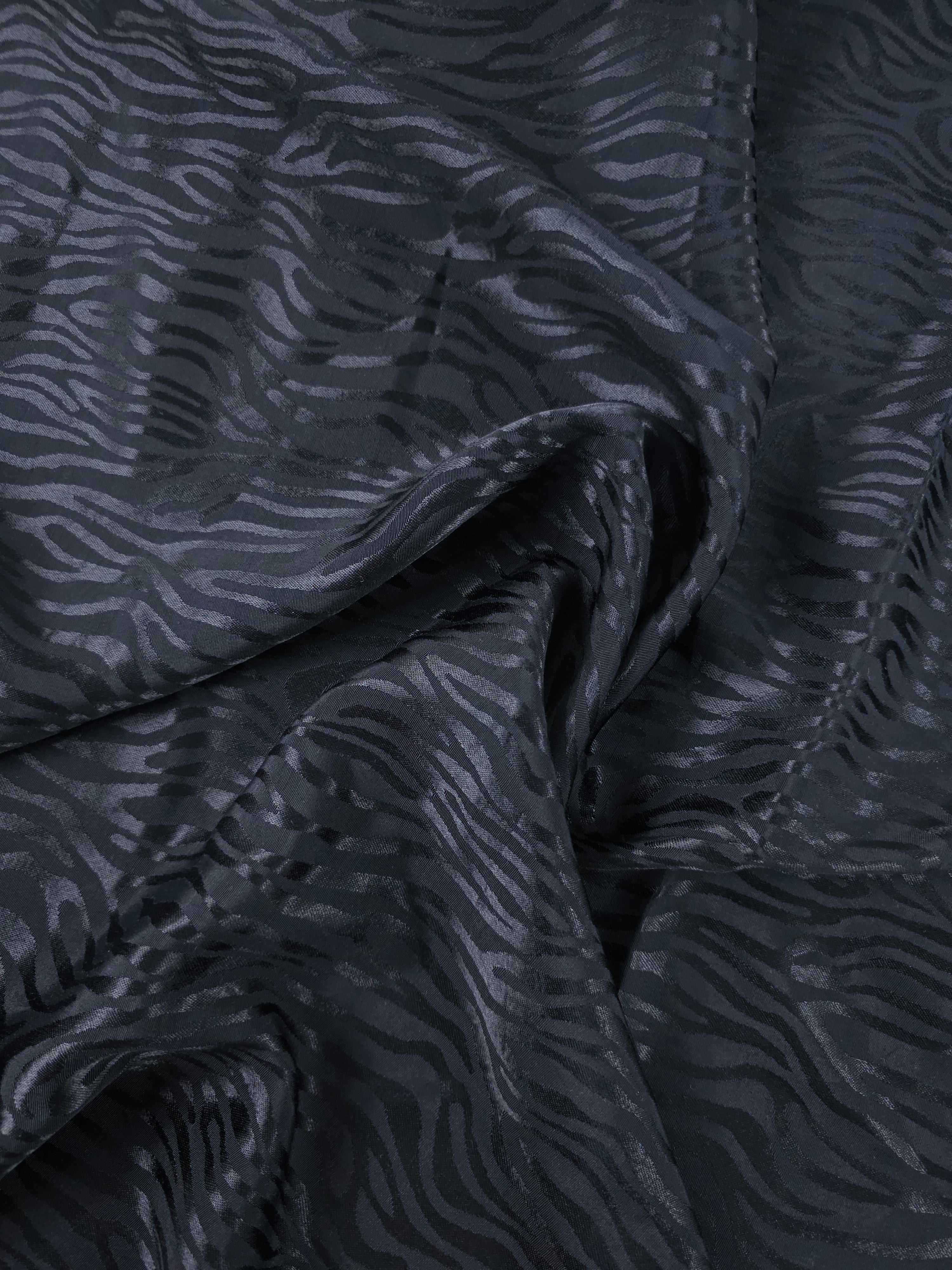Black Zebra Viscose Satin Jacquard