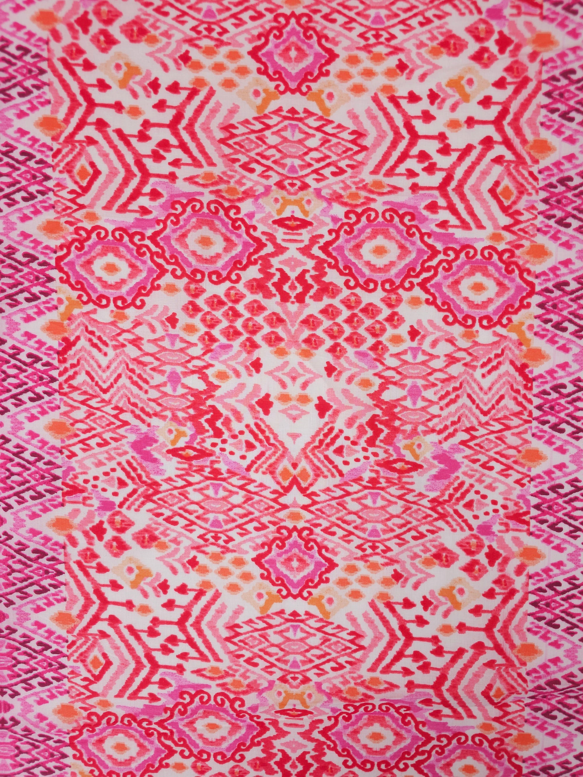 Pink Damask Panel Stripe Cotton Voile (Various Sizes)