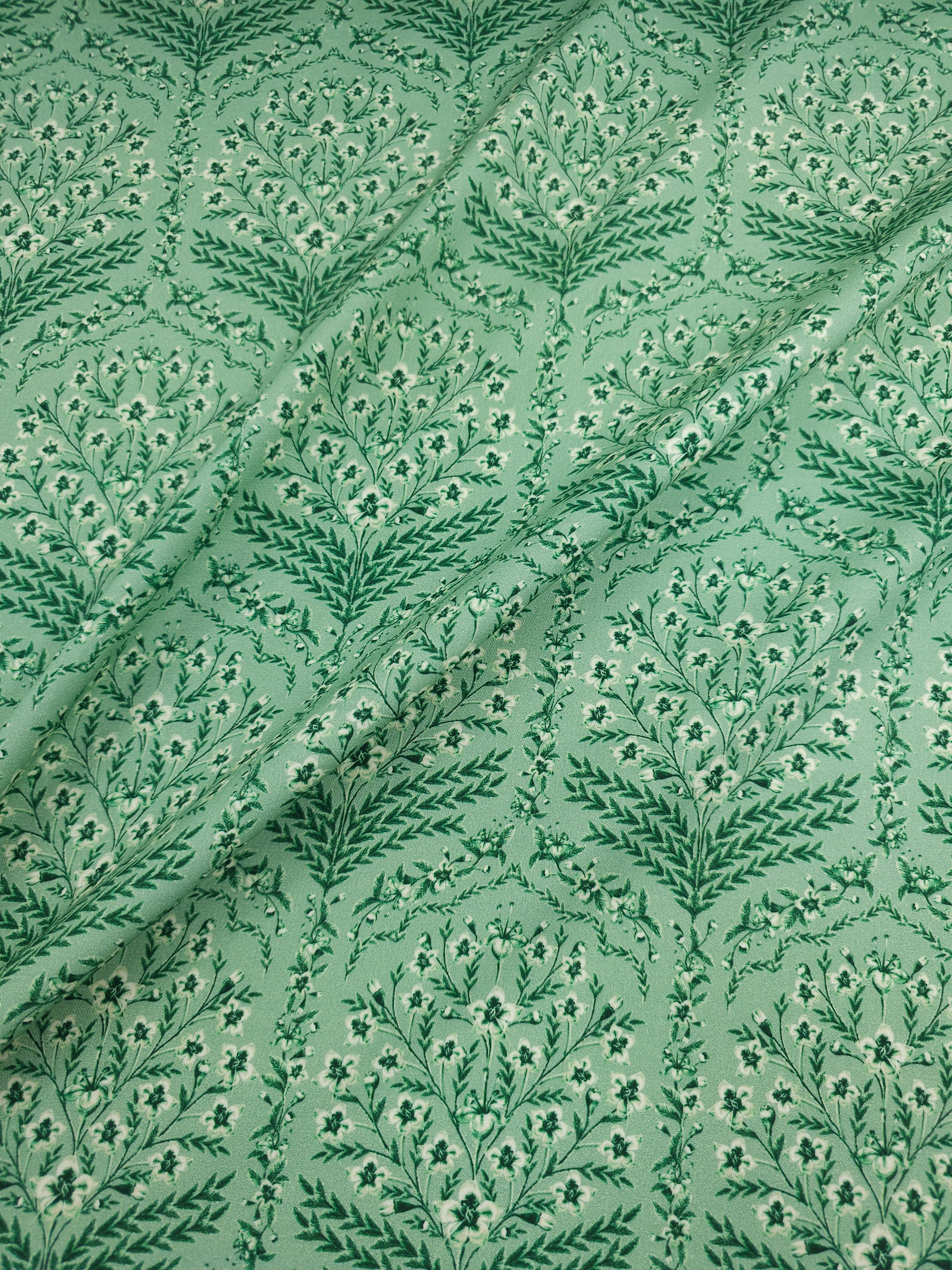 Minty Sage Green Flower Display Soft Cotton Stretch