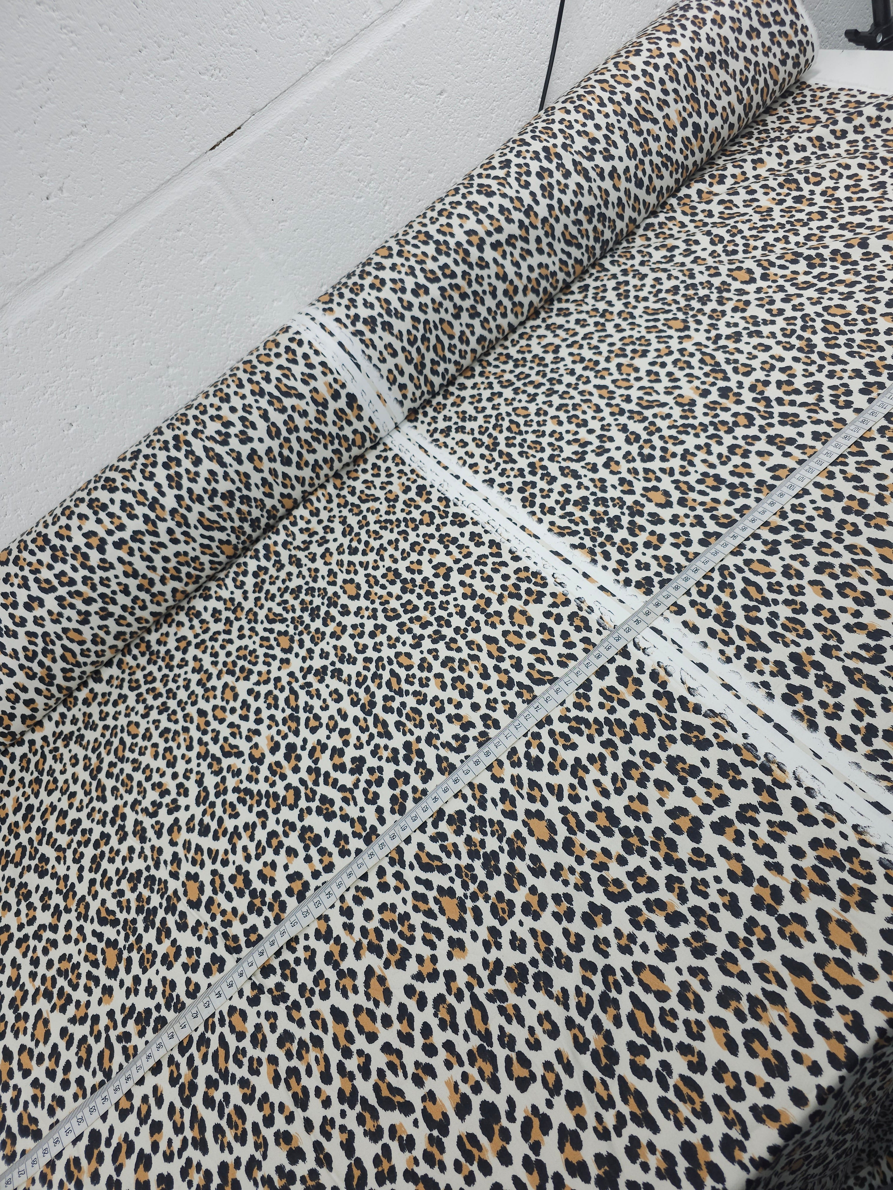 Cream Leopard Lightweight Matte Cotton Sateen *DEFECT*