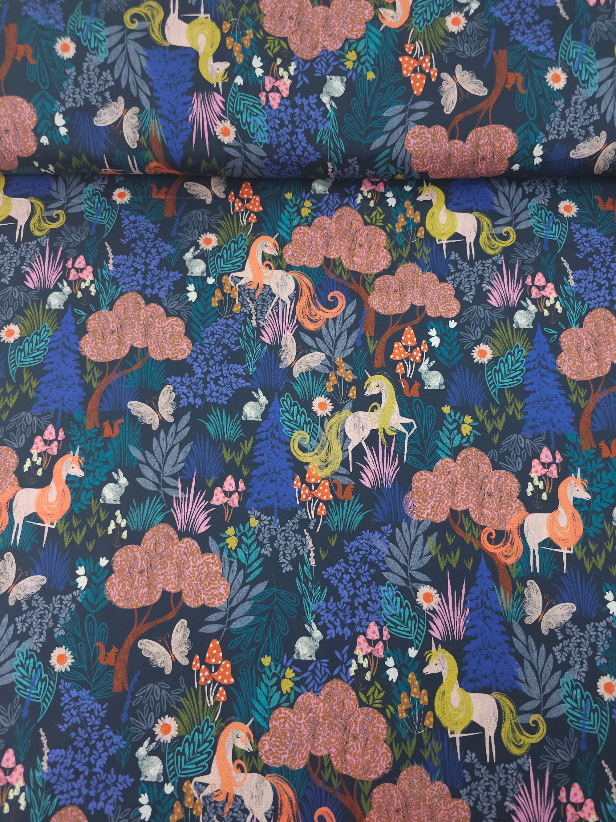 Midnight Unicorn Forest 100% Cotton 57"