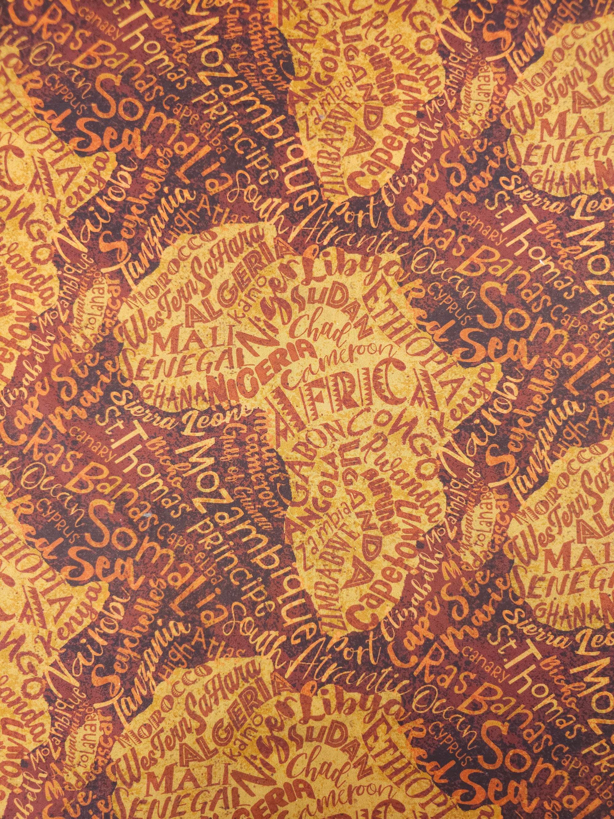 Retro Map Of Africa 100% Cotton - Michael Miller