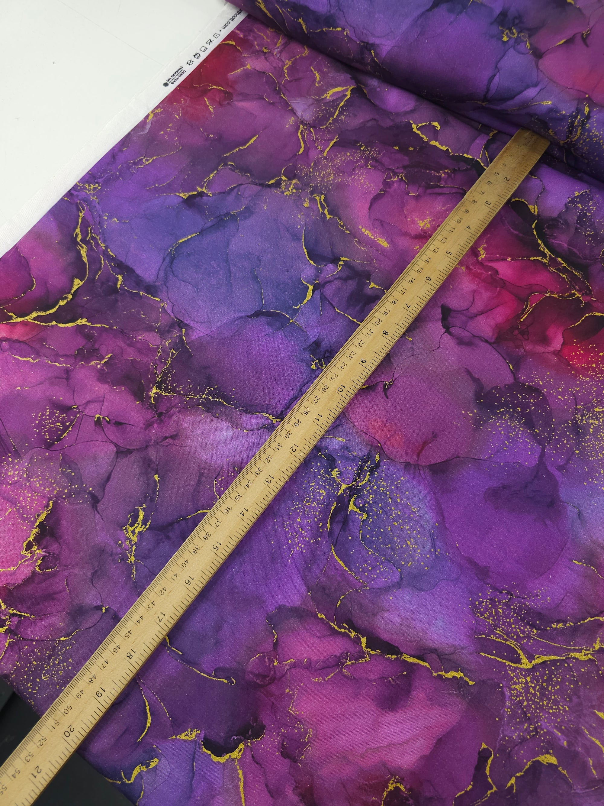 Purple/Magenta Gold Marble 100% Cotton