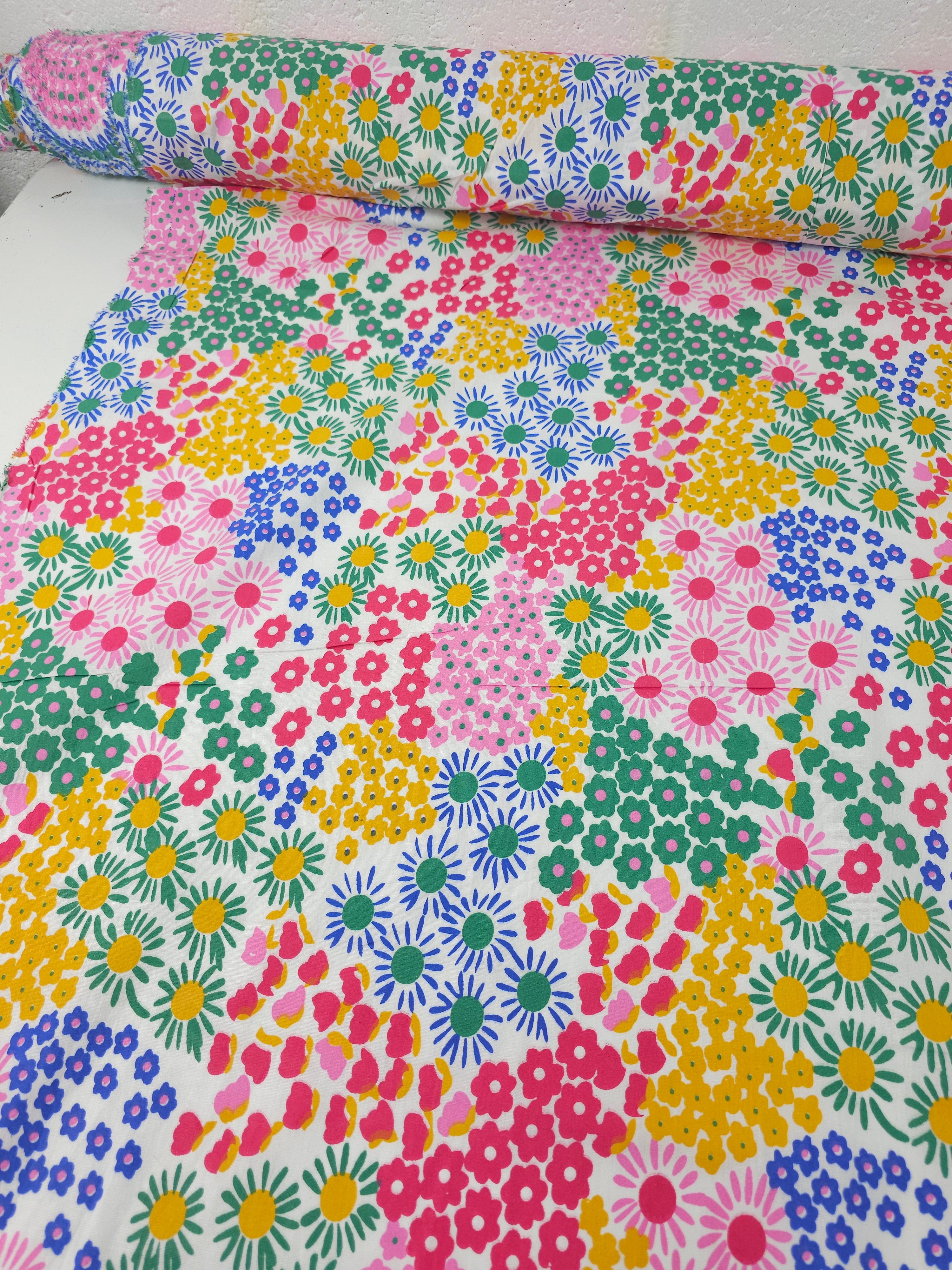 Multi Pop Floral Patch Cotton Poplin