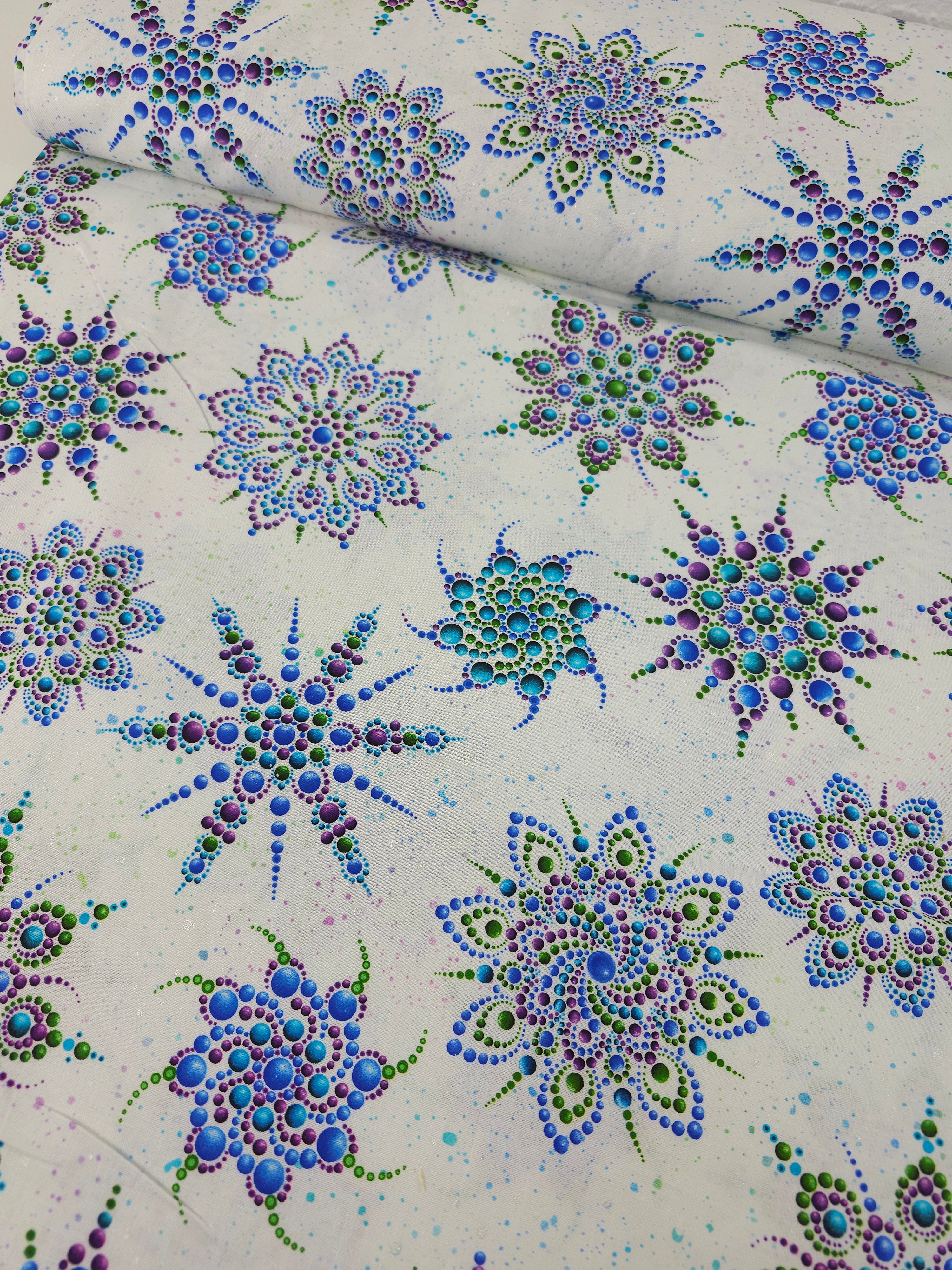 Blue/Purple Abstract Gem Flake 100% Cotton