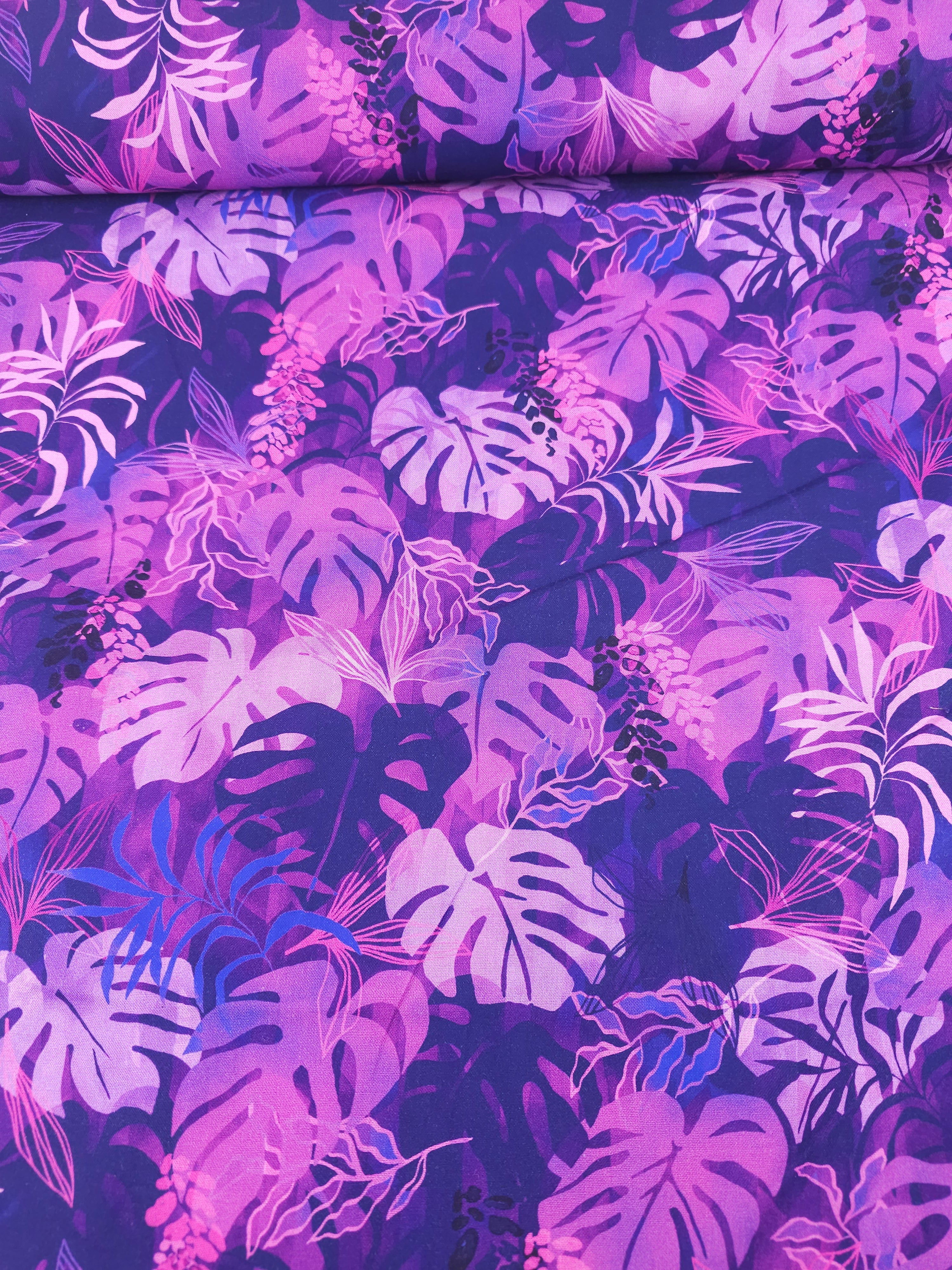 Purple Palm Leaf 100% Cotton 106” - Robert Kaufman *EXTRA WIDE*