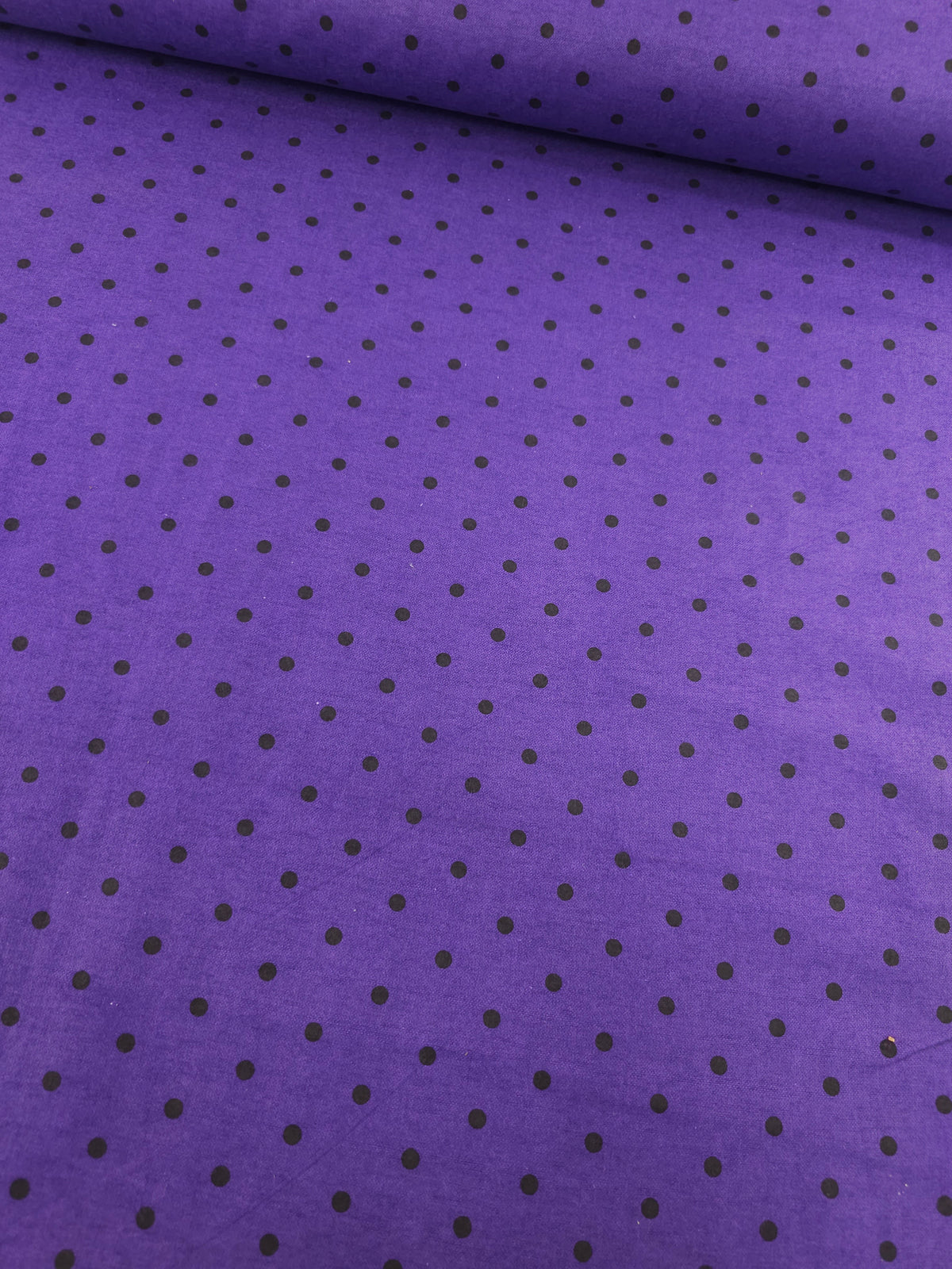 Purple/Blacked Spaced Polka Lightweight Flannel Cotton