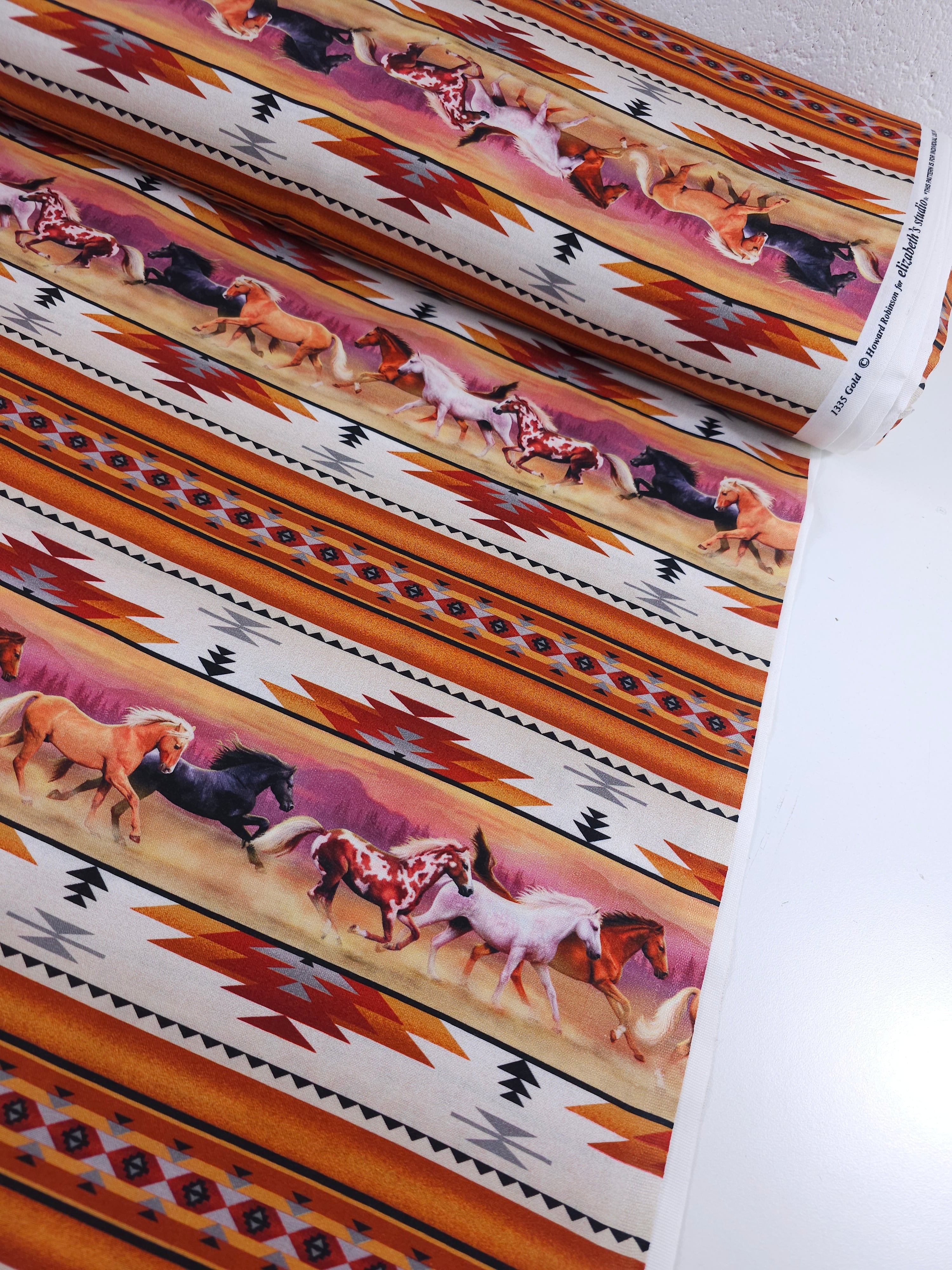 Horses Running With The Sun 100% Cotton