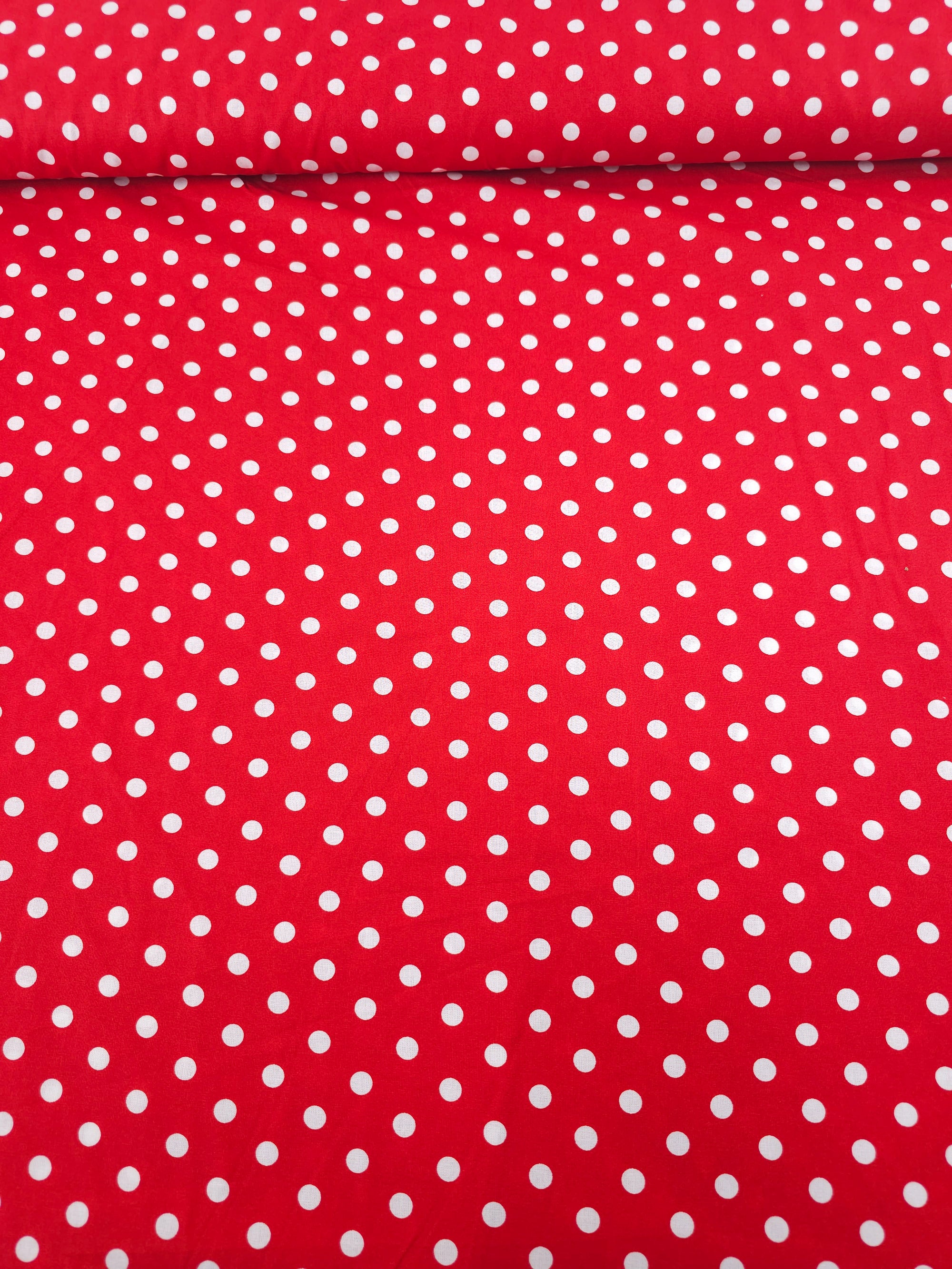 Red Small Polka Spot Lightweight Cotton 57"