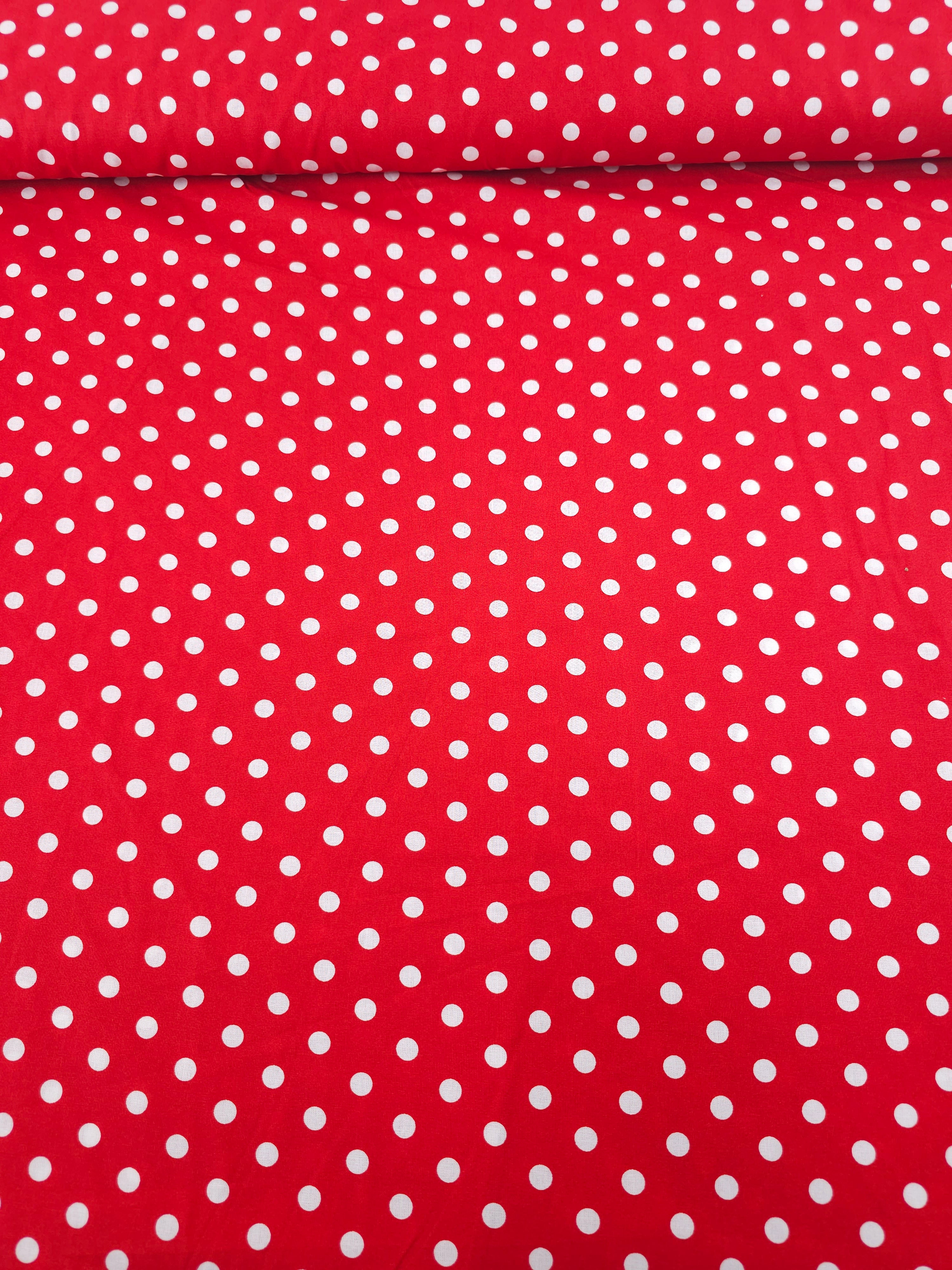 Red Small Polka Spot Lightweight Cotton 57"