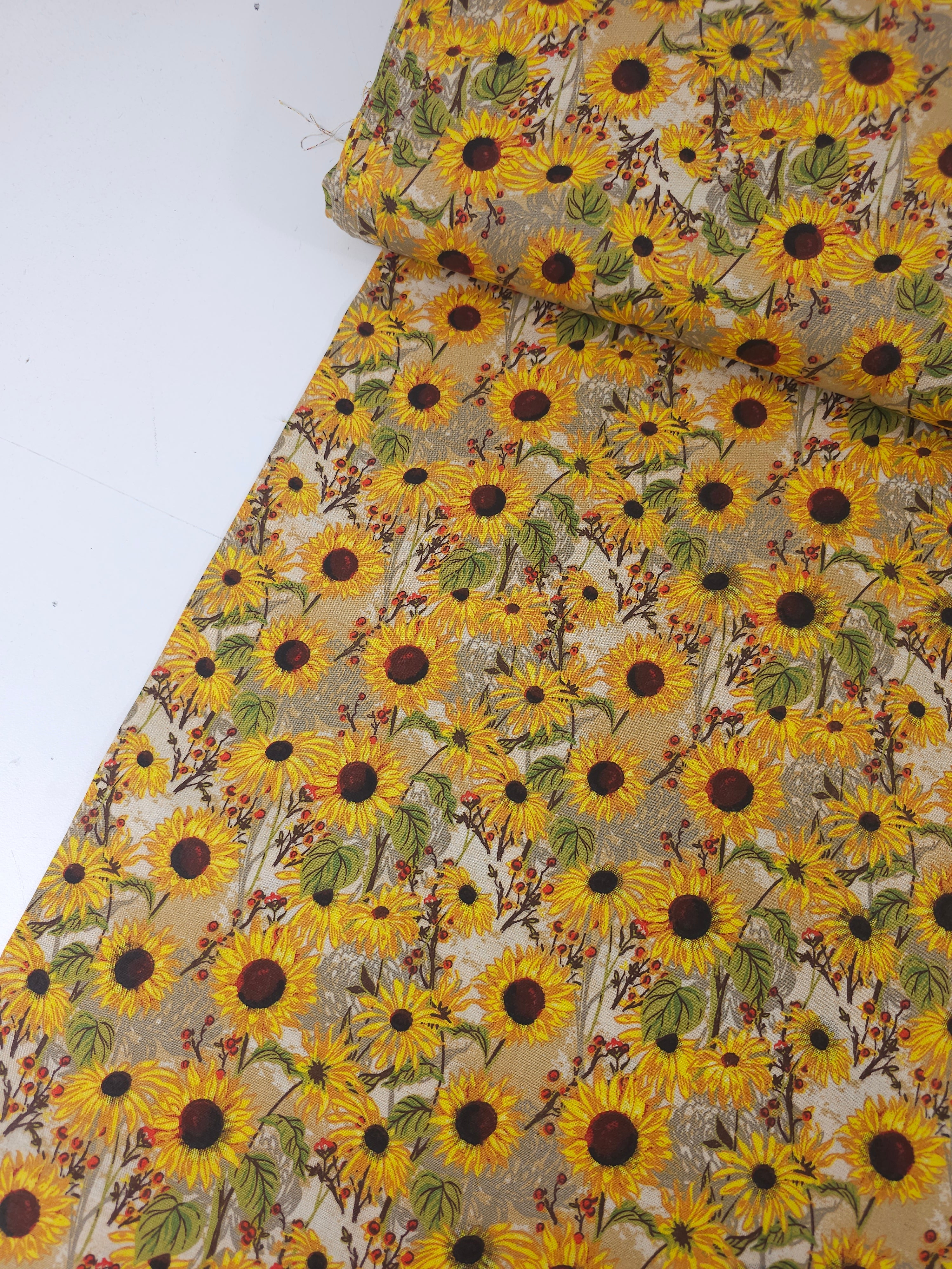 Retro Sunflower 100% Cotton