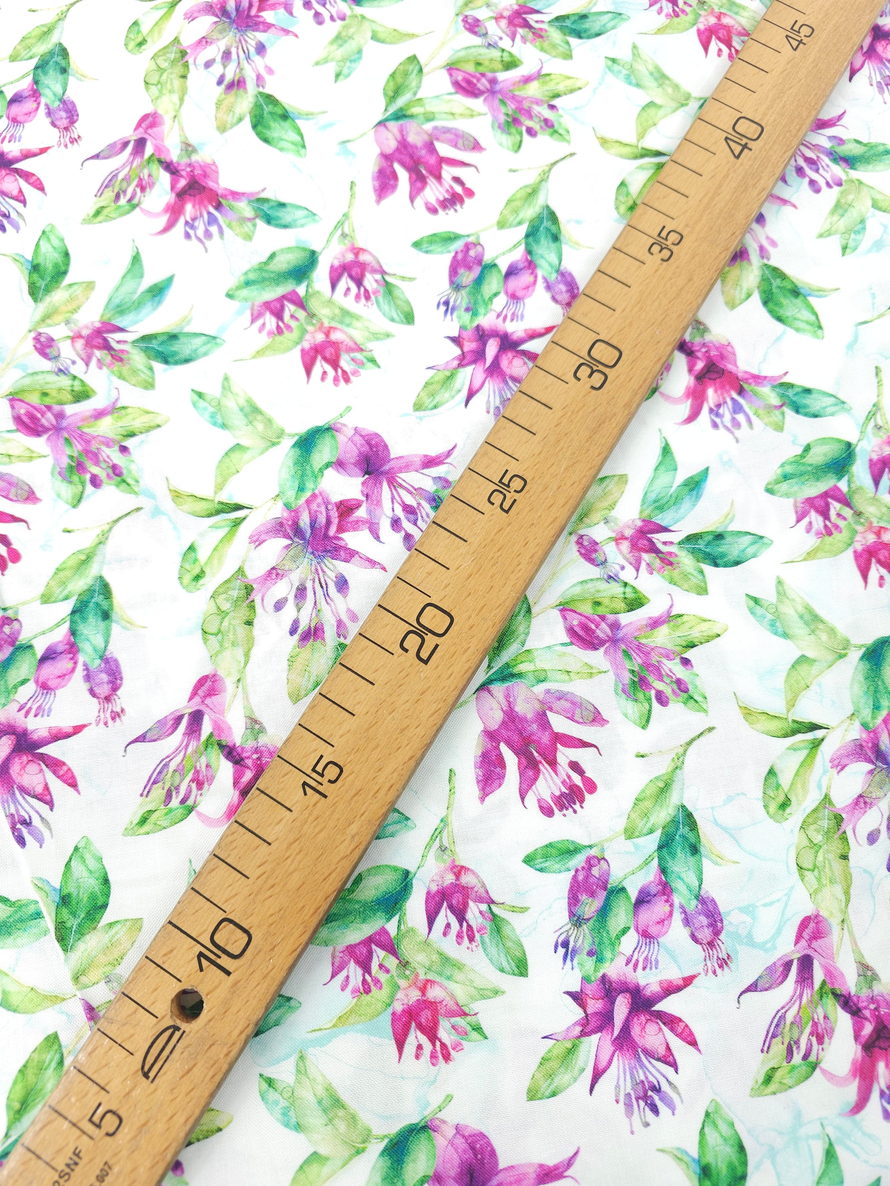 Magenta Trailing Fuchsia Floral Floral 100% Cotton