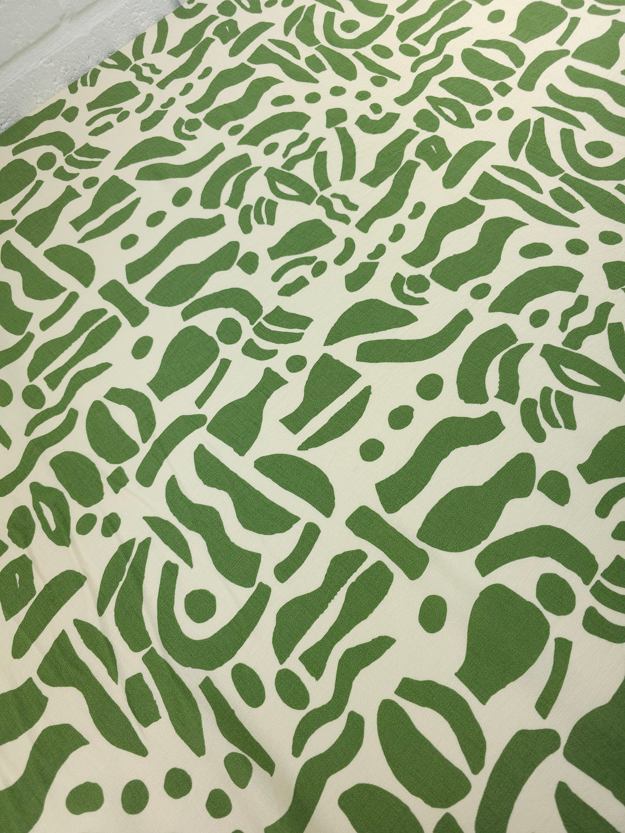 Ivory/Sage Abstract Shapes Viscose Mix