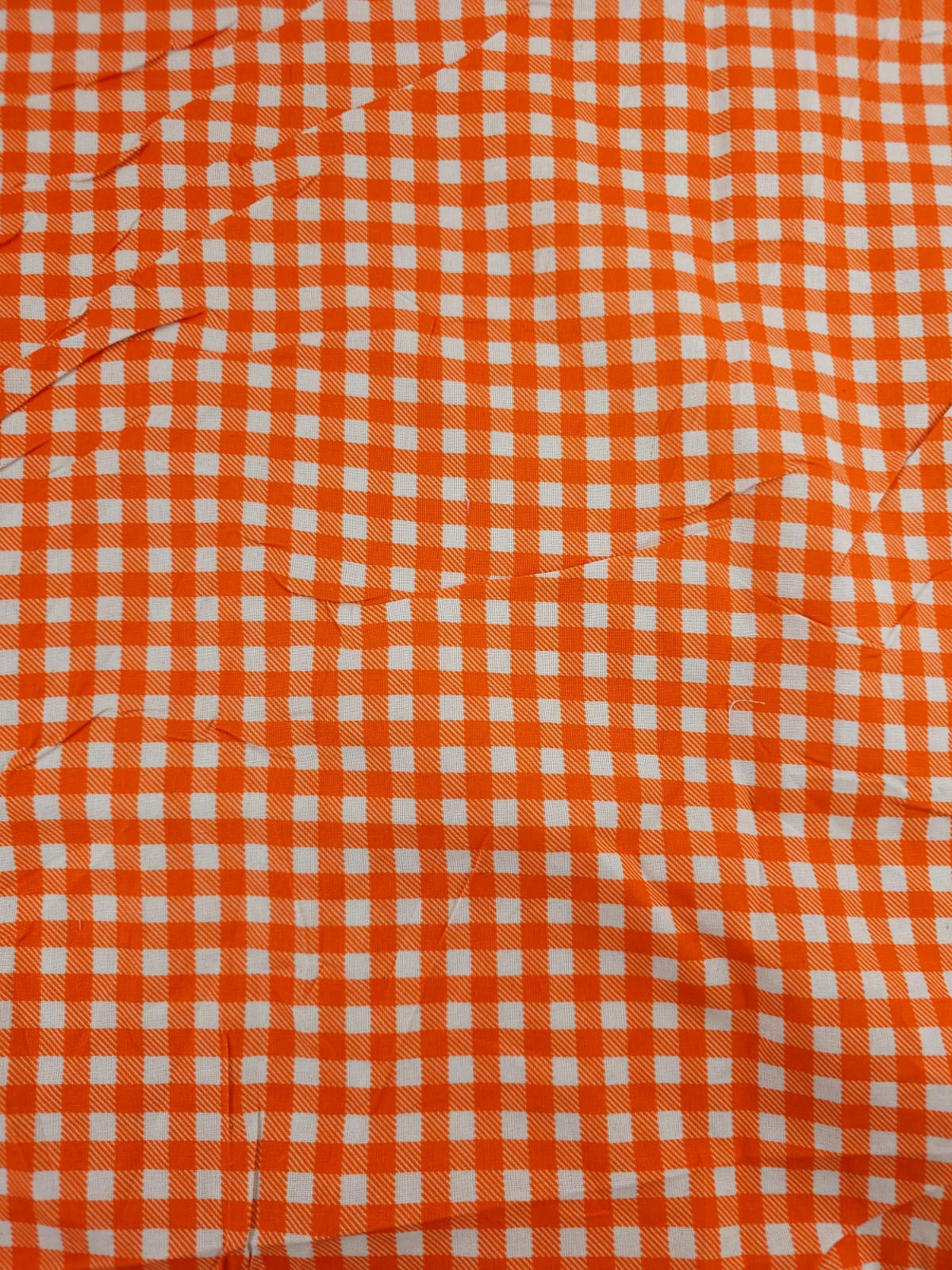 Orange & White Gingham Cotton - 1.1m Piece