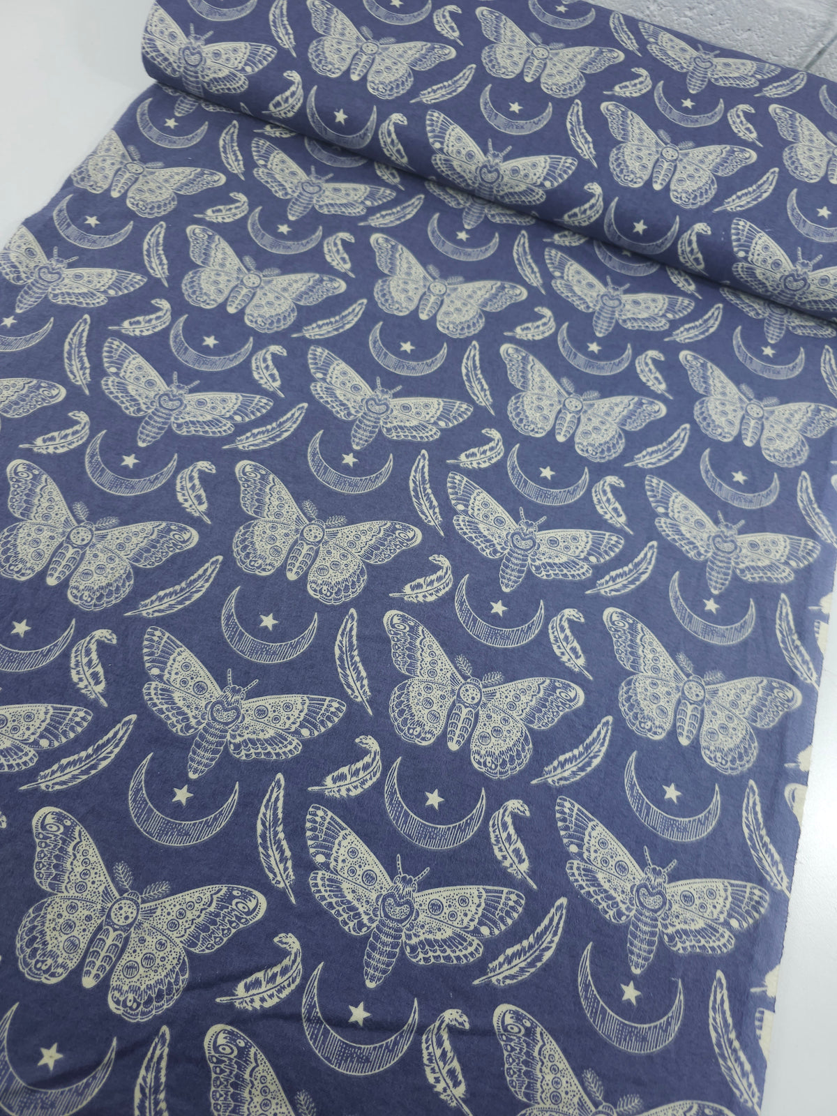Periwinkle Celestial Moth Lightweight Flannel Cotton
