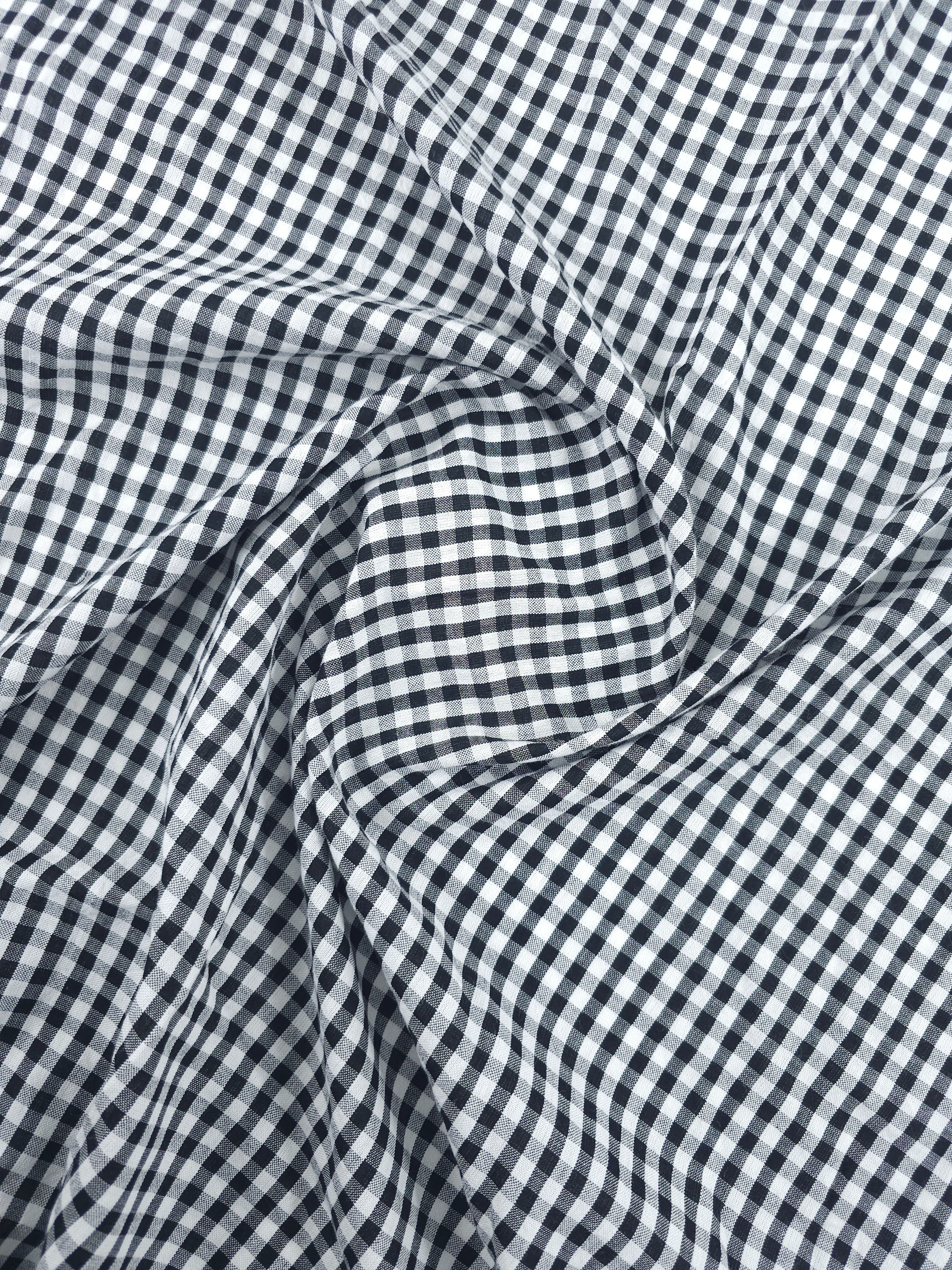 Black/White Small Gingham Cotton SeerSucker *PRE-ORDER*