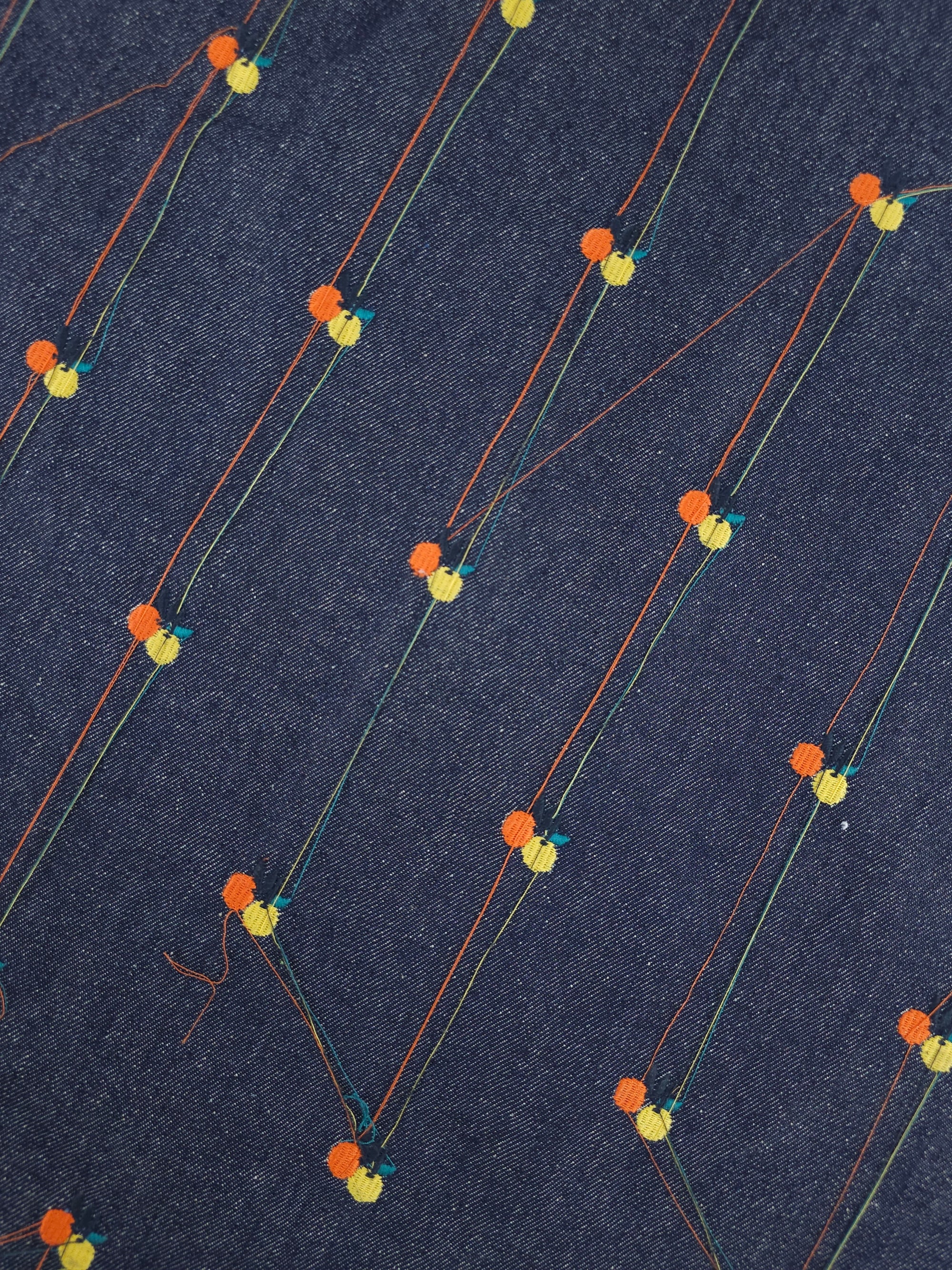 Lemon/Orange Embroidered Denim